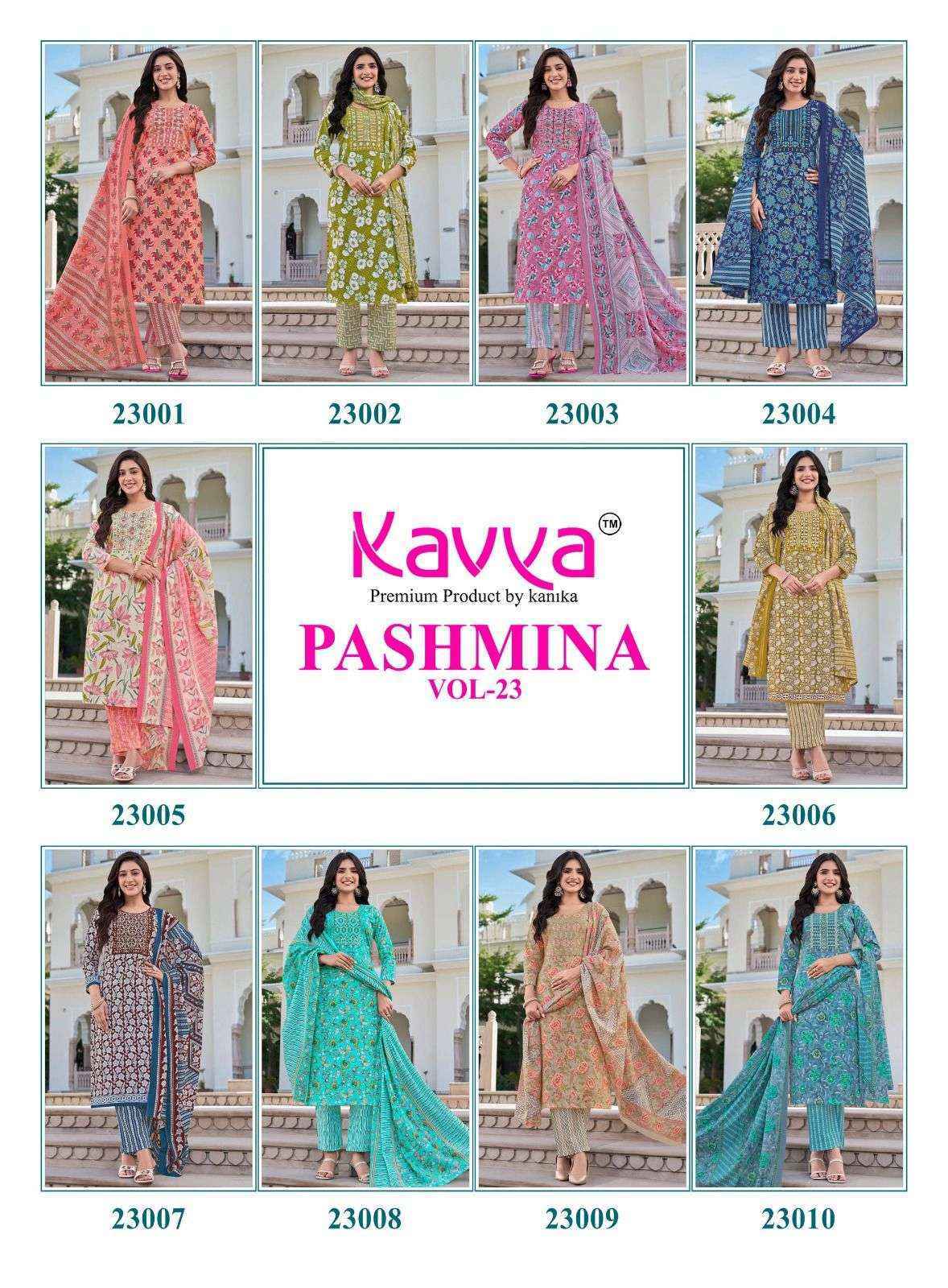 Kavya Pashmina Vol-23 Malasian Cotton Readymade Suit (10 pcs Catalogue)