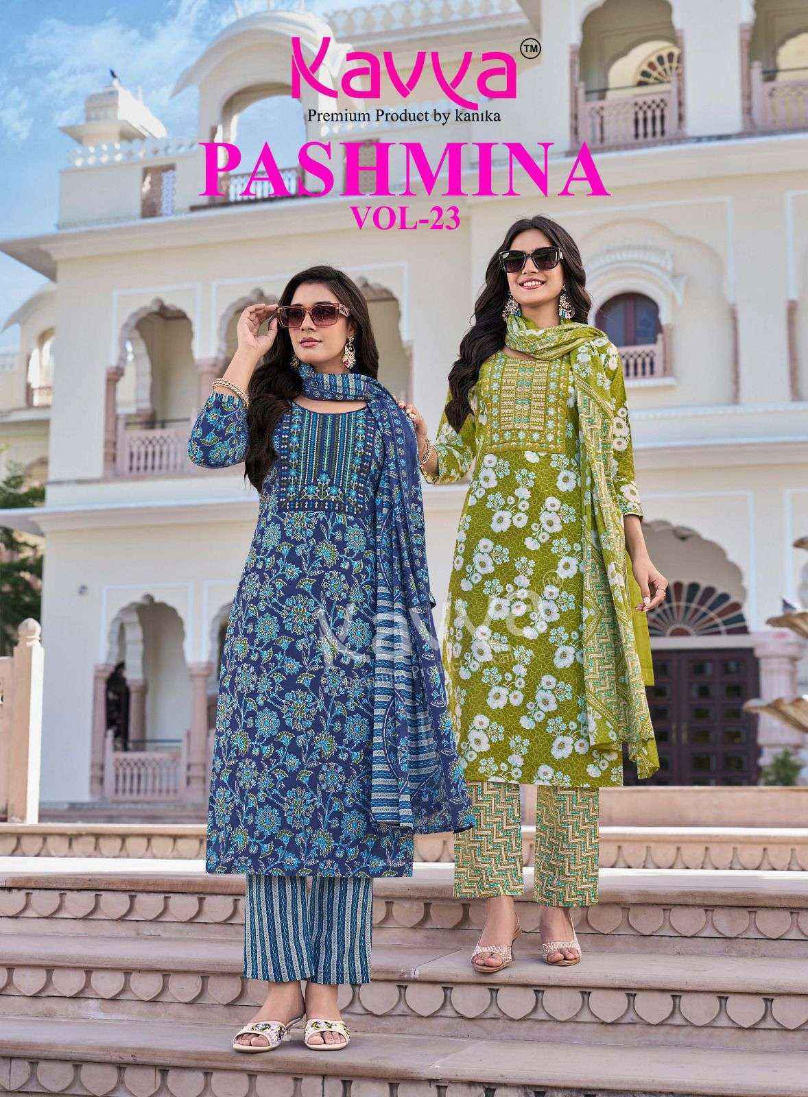 Kavya Pashmina Vol-23 Malasian Cotton Readymade Suit (10 pcs Catalogue)