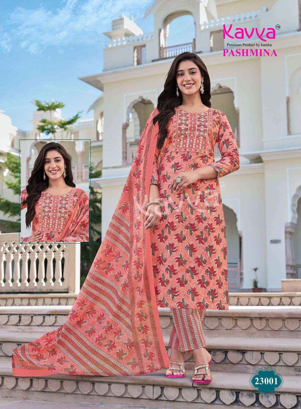 Kavya Pashmina Vol-23 Malasian Cotton Readymade Suit (10 pcs Catalogue)