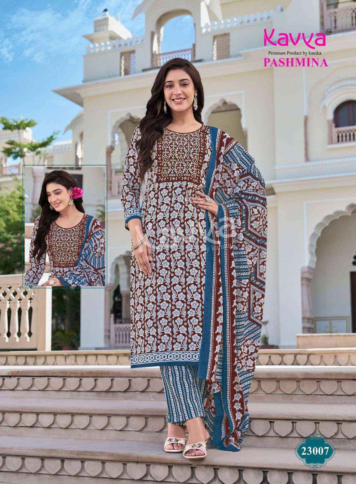 Kavya Pashmina Vol-23 Malasian Cotton Readymade Suit (10 pcs Catalogue)