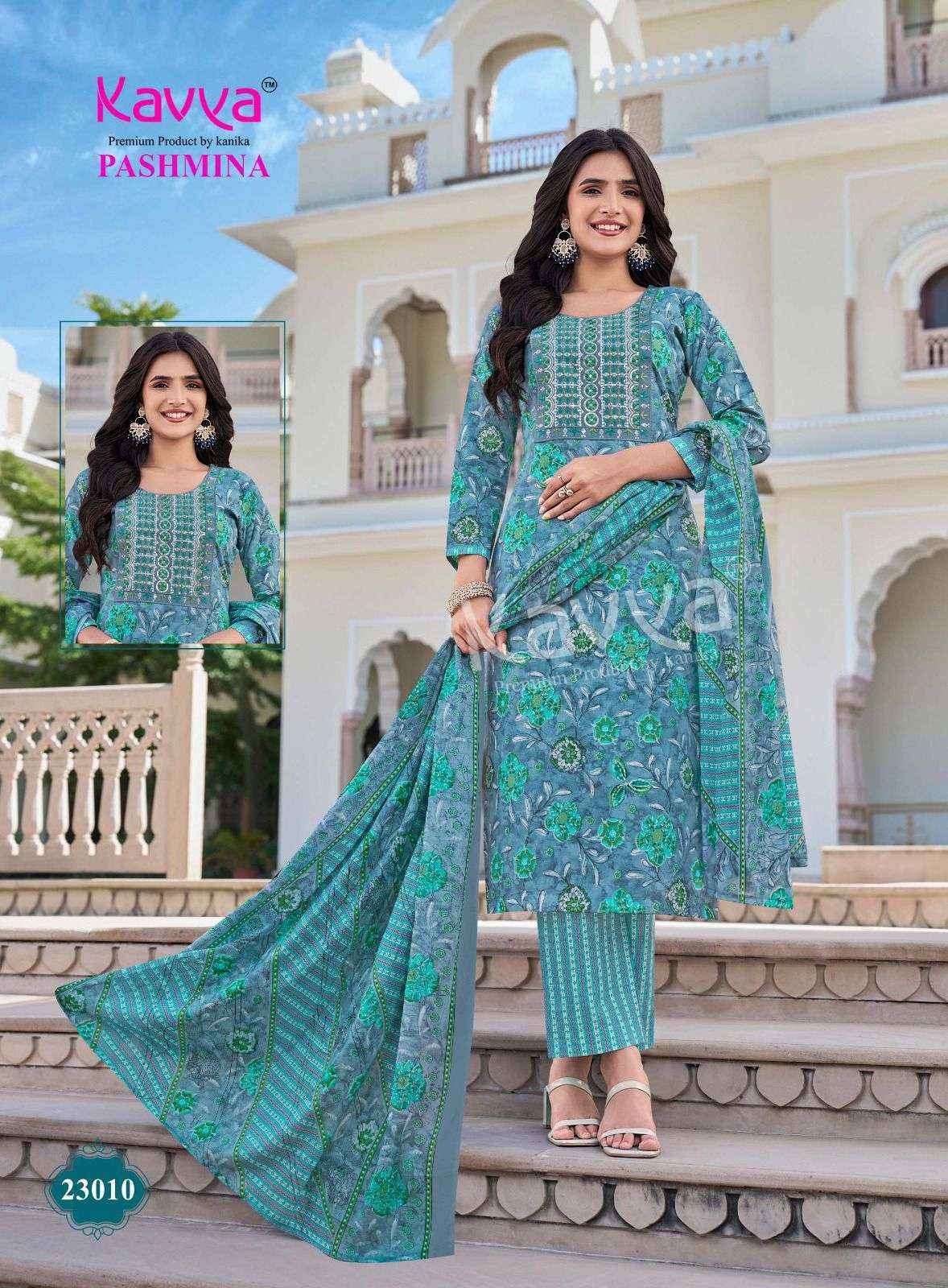 Kavya Pashmina Vol-23 Malasian Cotton Readymade Suit (10 pcs Catalogue)