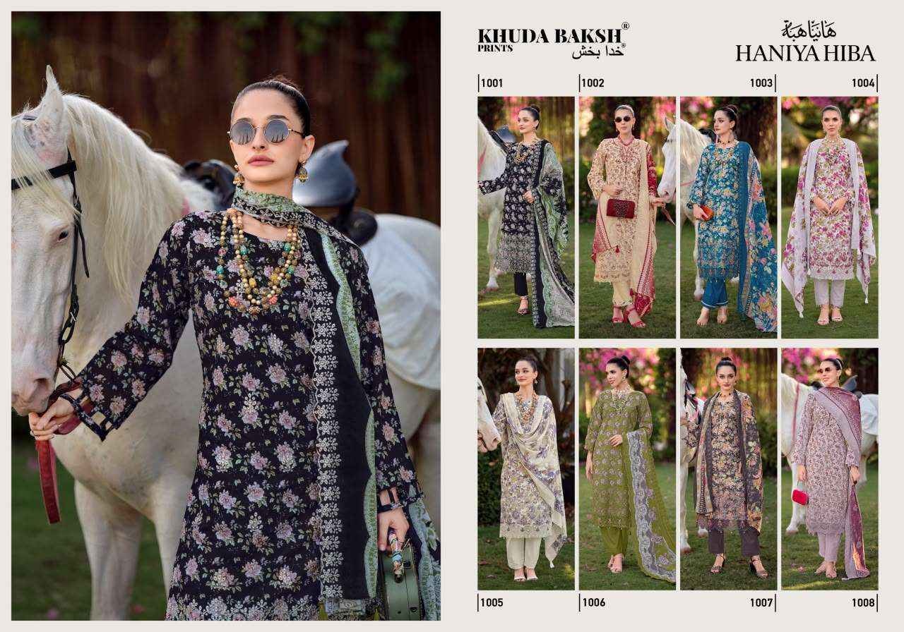Khudha Baksh Prints Haniya Hiba Lawn Cotton Dress Material 8 pcs Cataloge