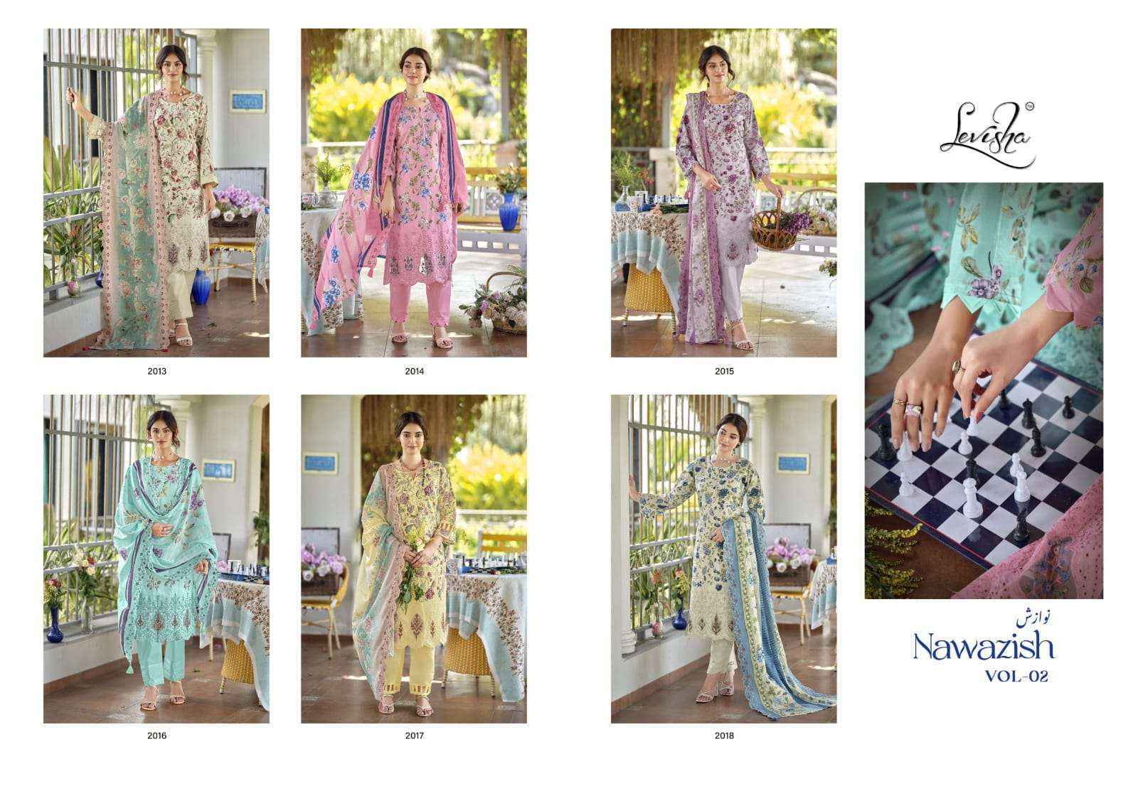 Levisha Nawazish Vol 2 Lawn Cotton Dress Material 6 pcs Catalogue