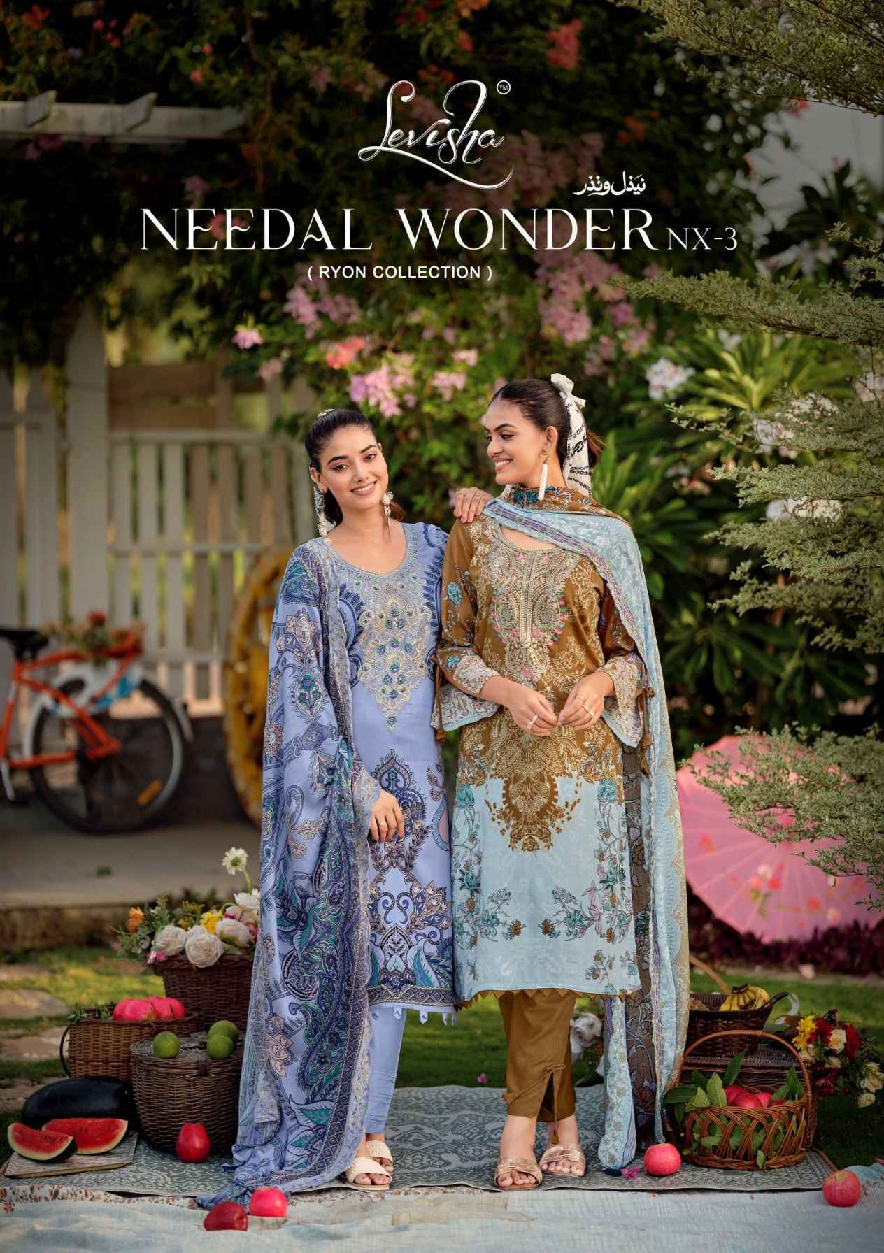 Levisha Needal Wonder Nx Vol-3 Rayon Viscose Dress Material (6 pcs Catalogue)