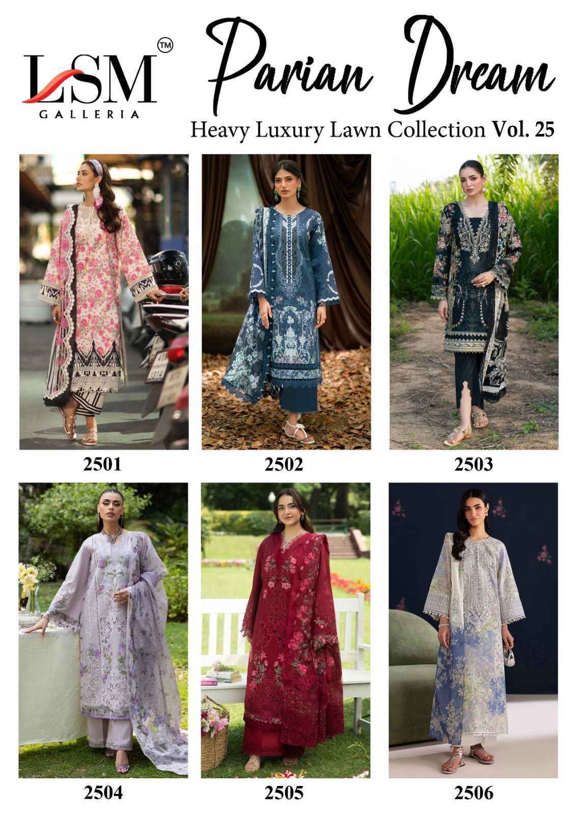 LSM Galleria Parian Dream Vol-25 Lawn Cotton Dress Material (6 pcs Catalogue)