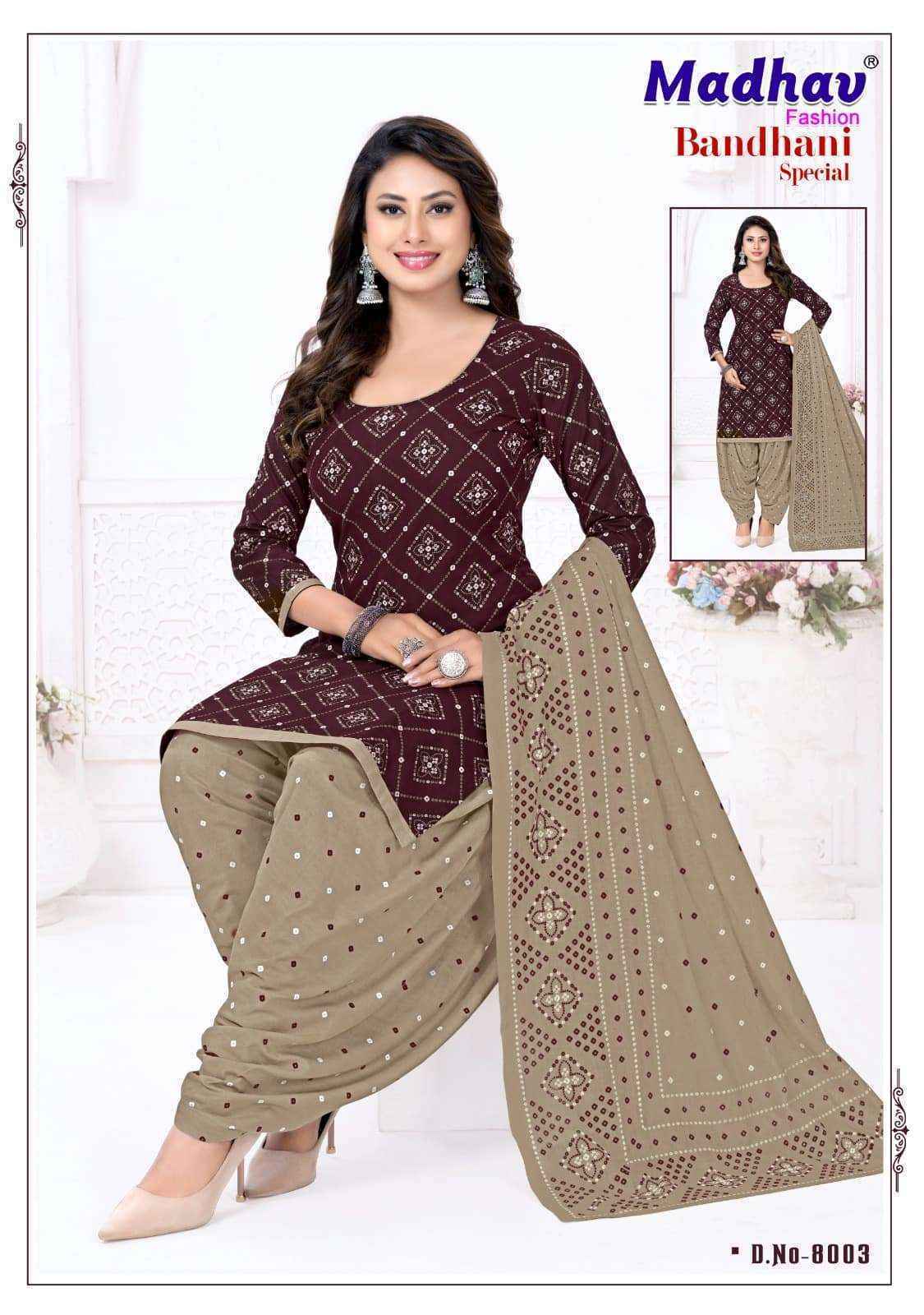 Madhav Fashion Bandhani Special Vol 8 Cotton Dress Material 10 pcs Catalogue