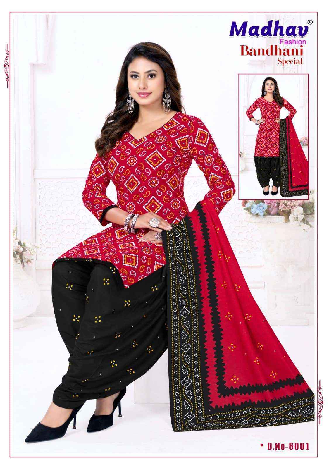 Madhav Fashion Bandhani Special Vol 8 Cotton Dress Material 10 pcs Catalogue