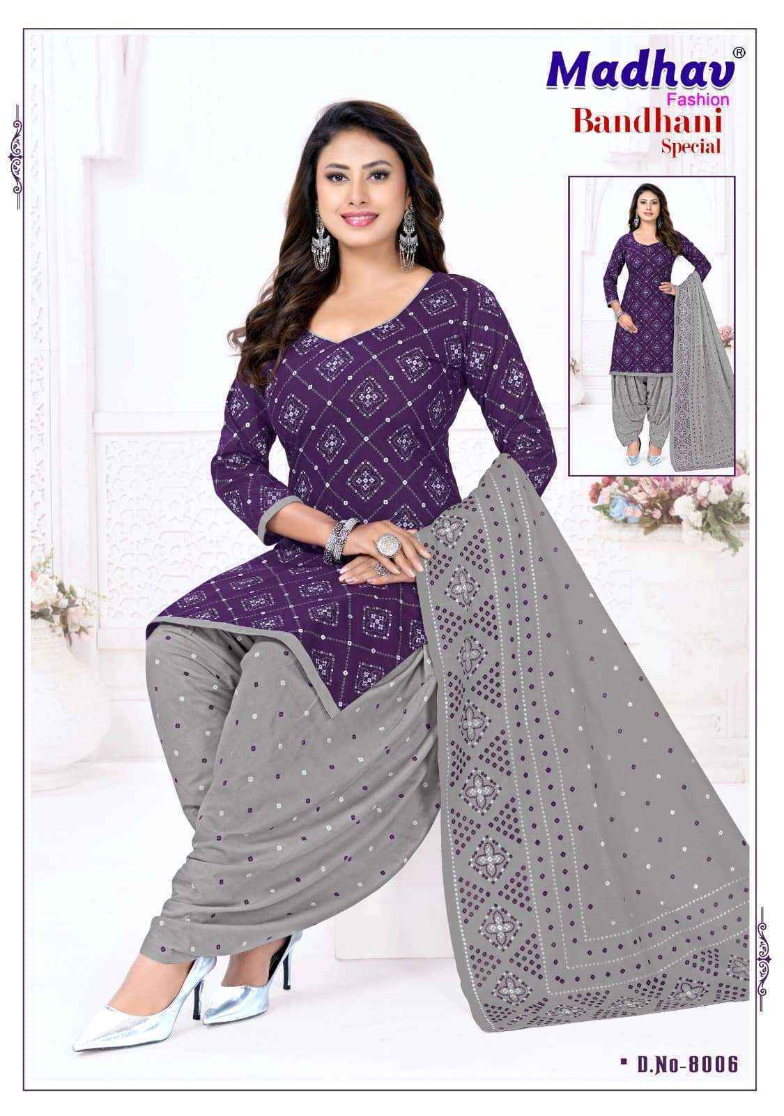 Madhav Fashion Bandhani Special Vol 8 Cotton Dress Material 10 pcs Catalogue