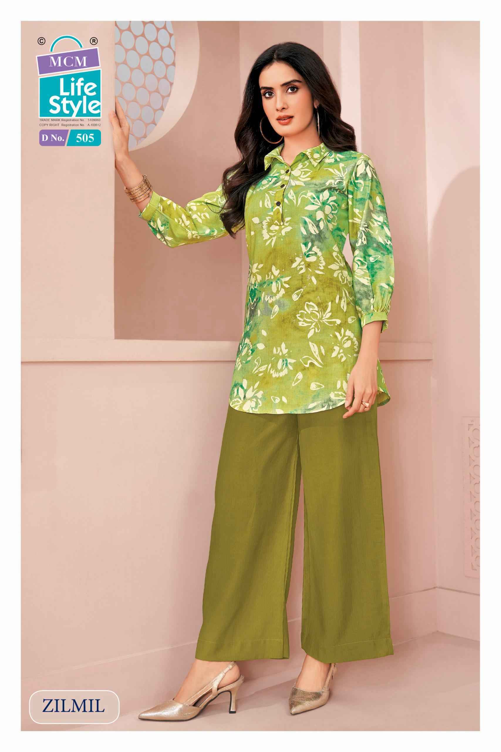 MCM Lifestyle Zilmil Vol-5 Vertican Top With Plazzo (10 pcs Catalogue)