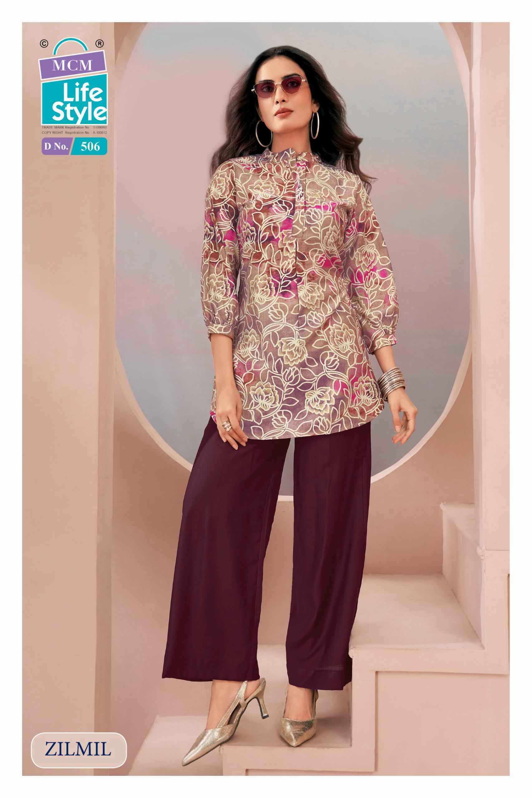 MCM Lifestyle Zilmil Vol-5 Vertican Top With Plazzo (10 pcs Catalogue)