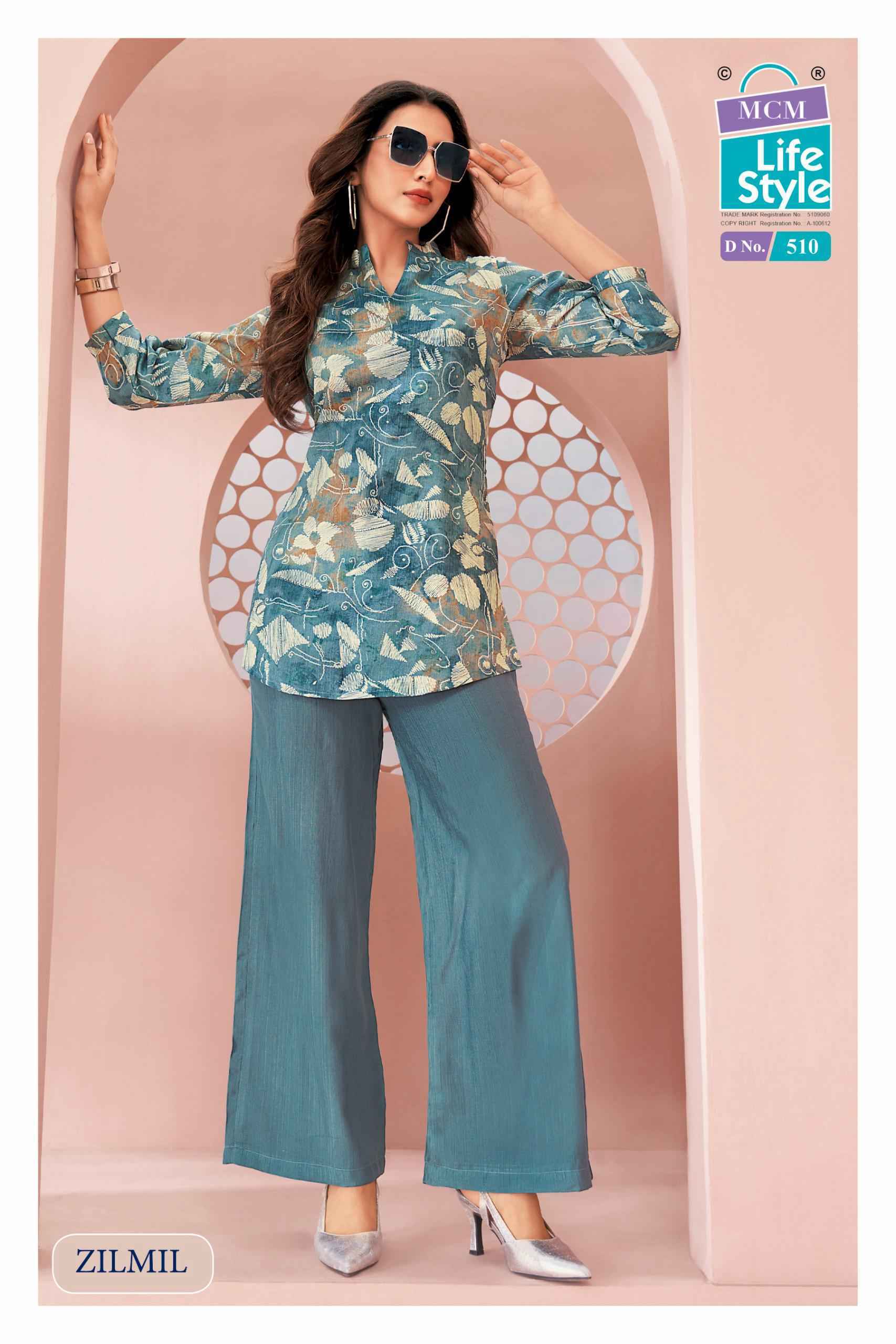 MCM Lifestyle Zilmil Vol-5 Vertican Top With Plazzo (10 pcs Catalogue)