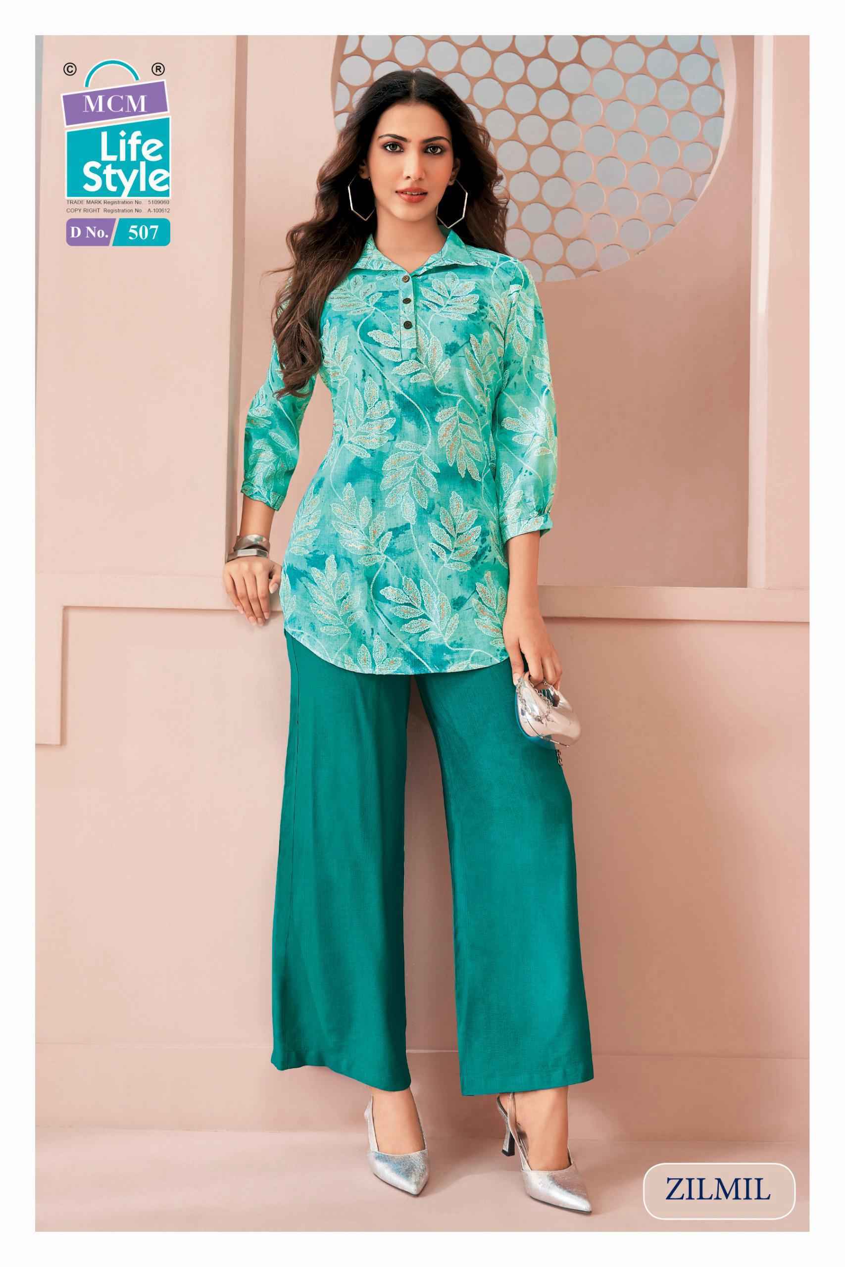 MCM Lifestyle Zilmil Vol-5 Vertican Top With Plazzo (10 pcs Catalogue)