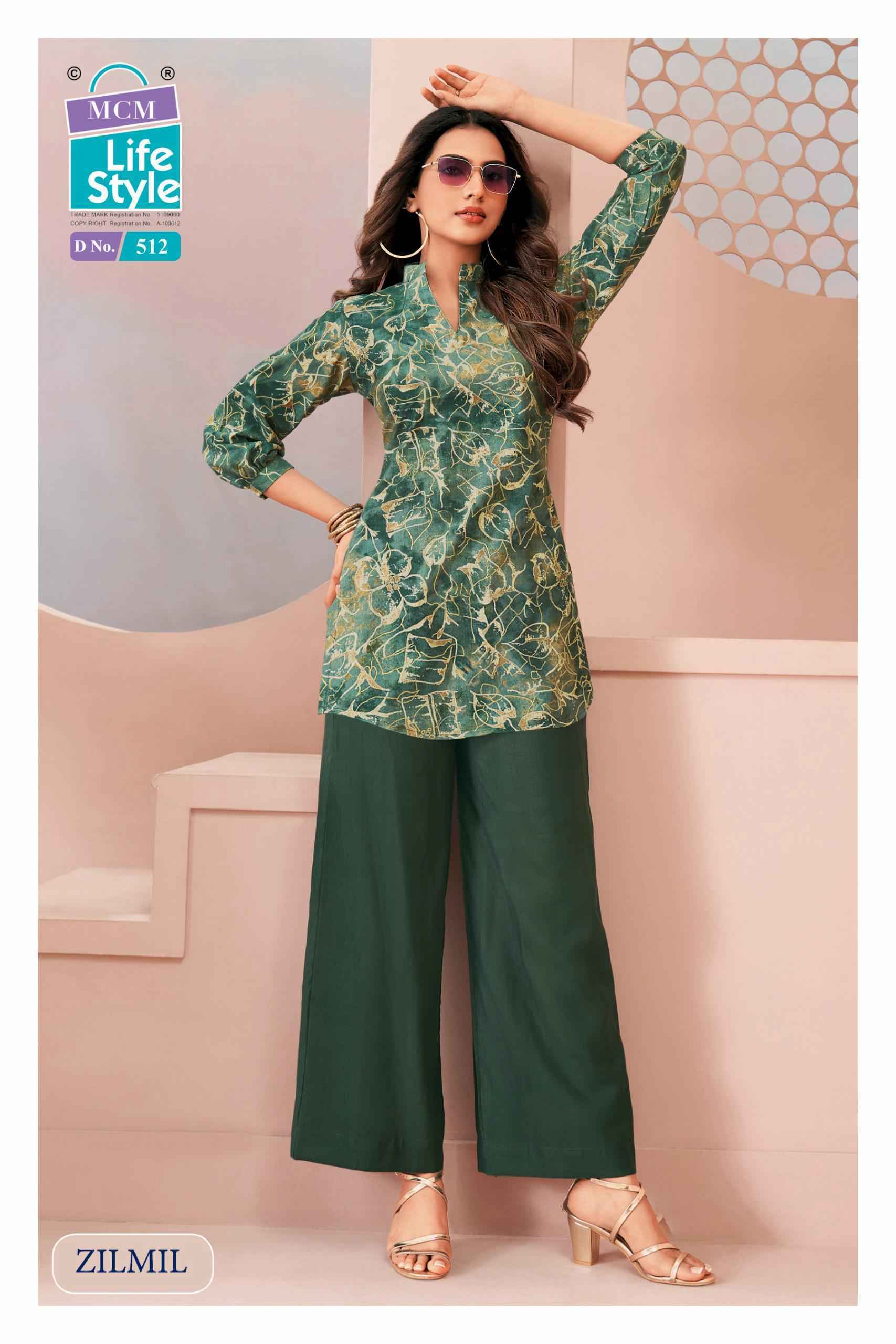 MCM Lifestyle Zilmil Vol-5 Vertican Top With Plazzo (10 pcs Catalogue)