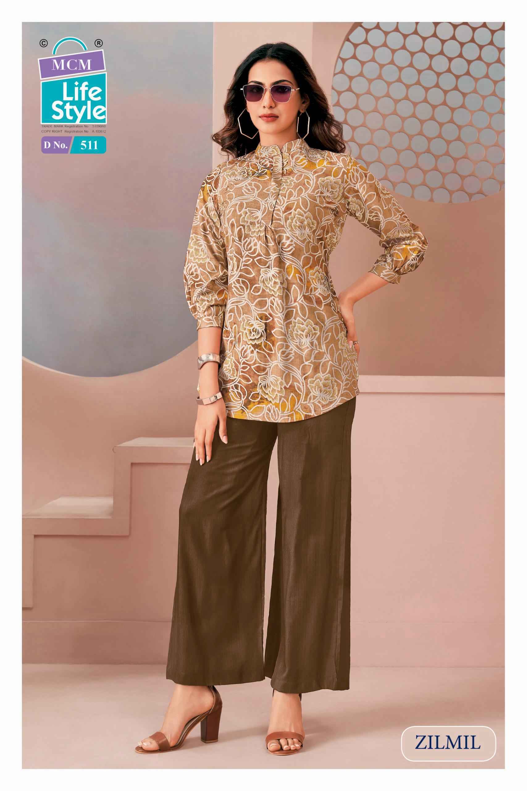 MCM Lifestyle Zilmil Vol-5 Vertican Top With Plazzo (10 pcs Catalogue)