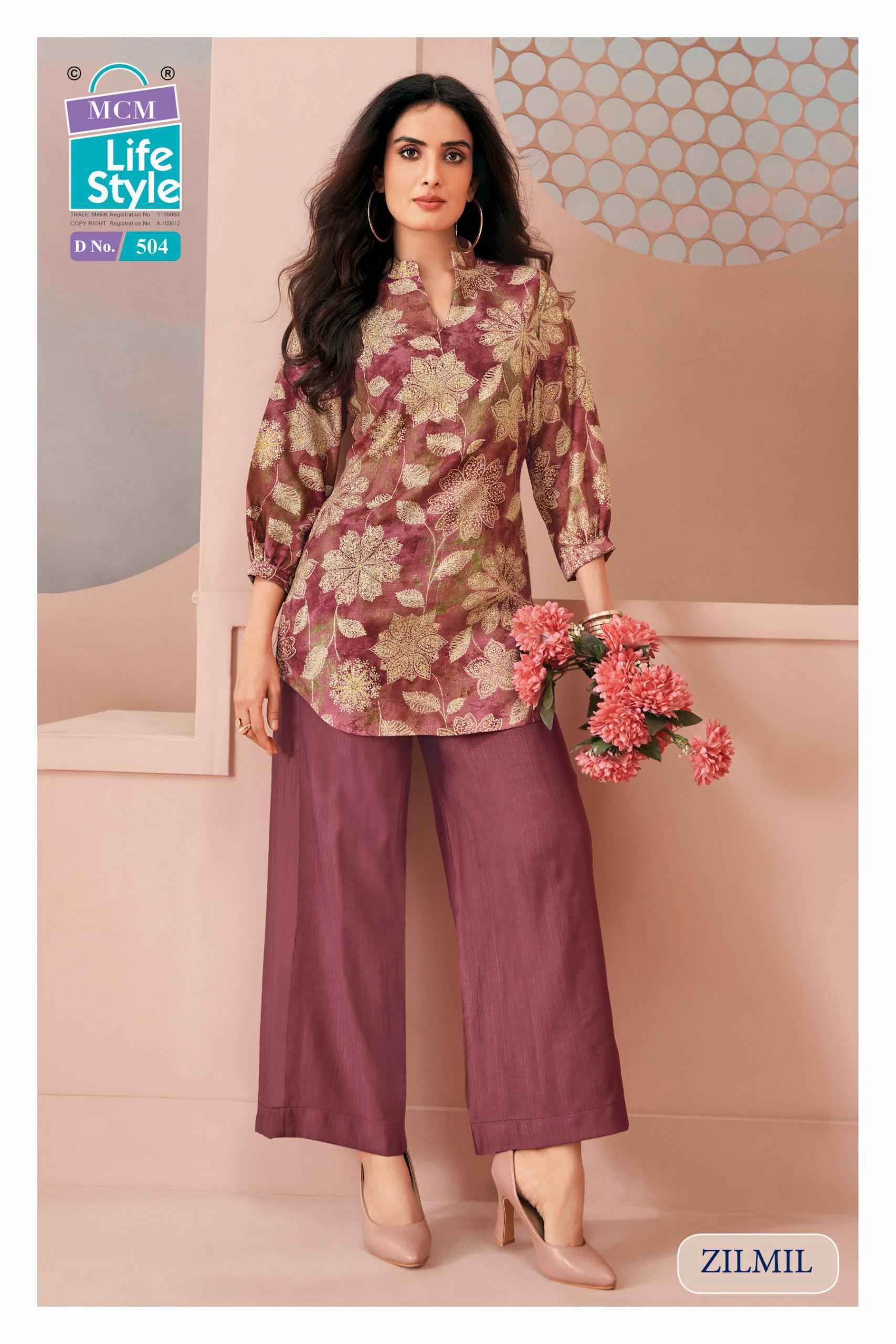 MCM Lifestyle Zilmil Vol-5 Vertican Top With Plazzo (10 pcs Catalogue)