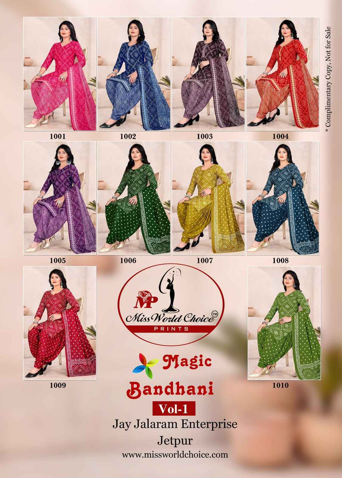 Miss World Choice Magic Bandhni Vol 1 Radymade Cotton Dress 10 pcs Catalogue