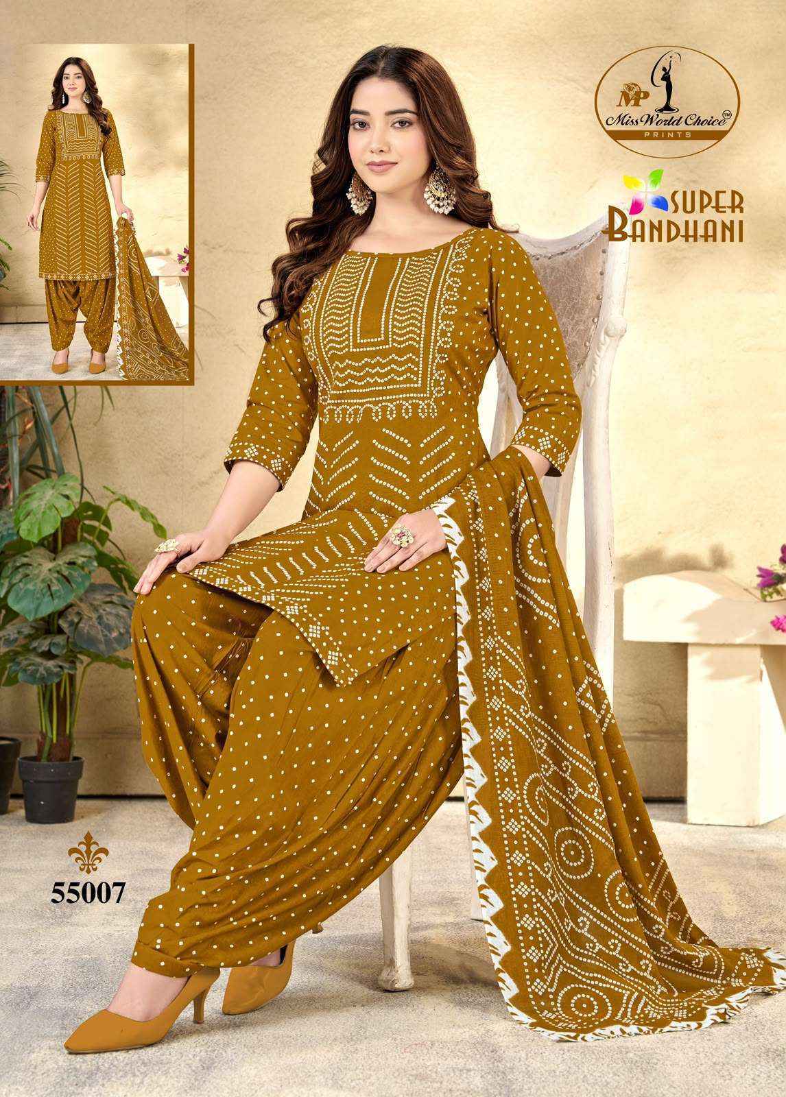 Miss World Choice Super Bandhani Vol 55 Cotton Dress Material 10 pcs Catalogue