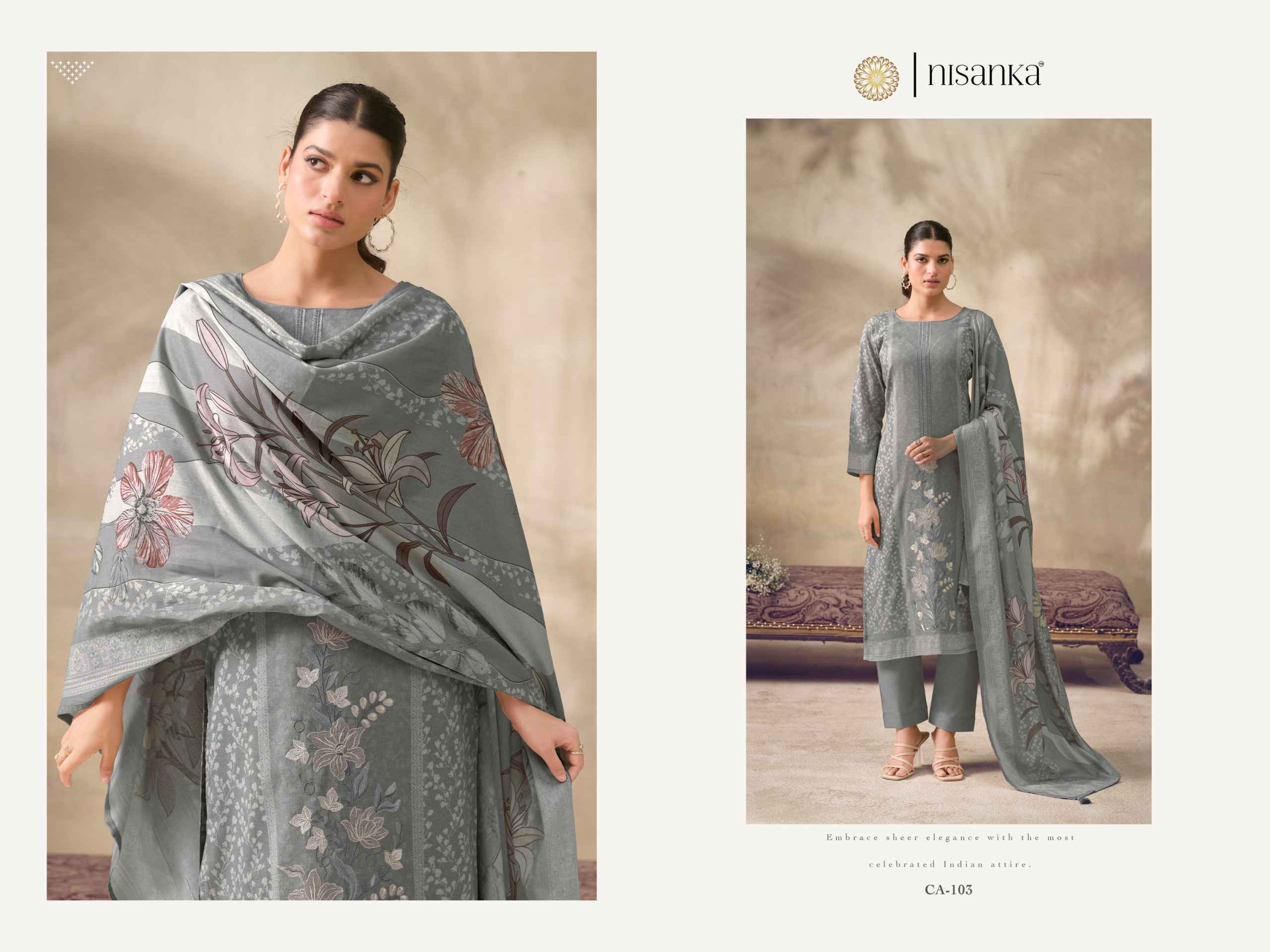 Nisanka Cashmere Vol 6 Viscose Lawn Dress Material 4 pcs Catalogue