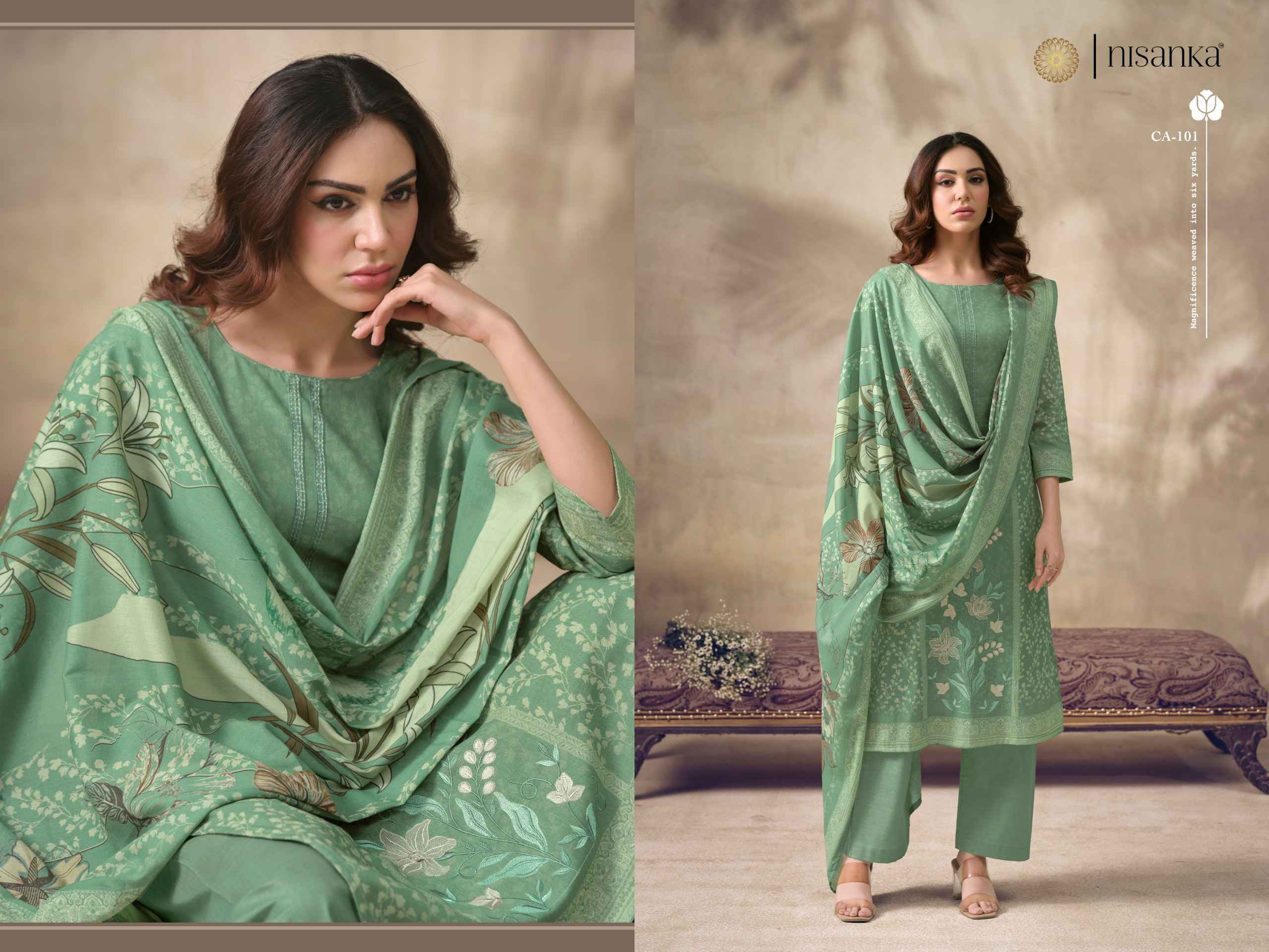 Nisanka Cashmere Vol 6 Viscose Lawn Dress Material 4 pcs Catalogue