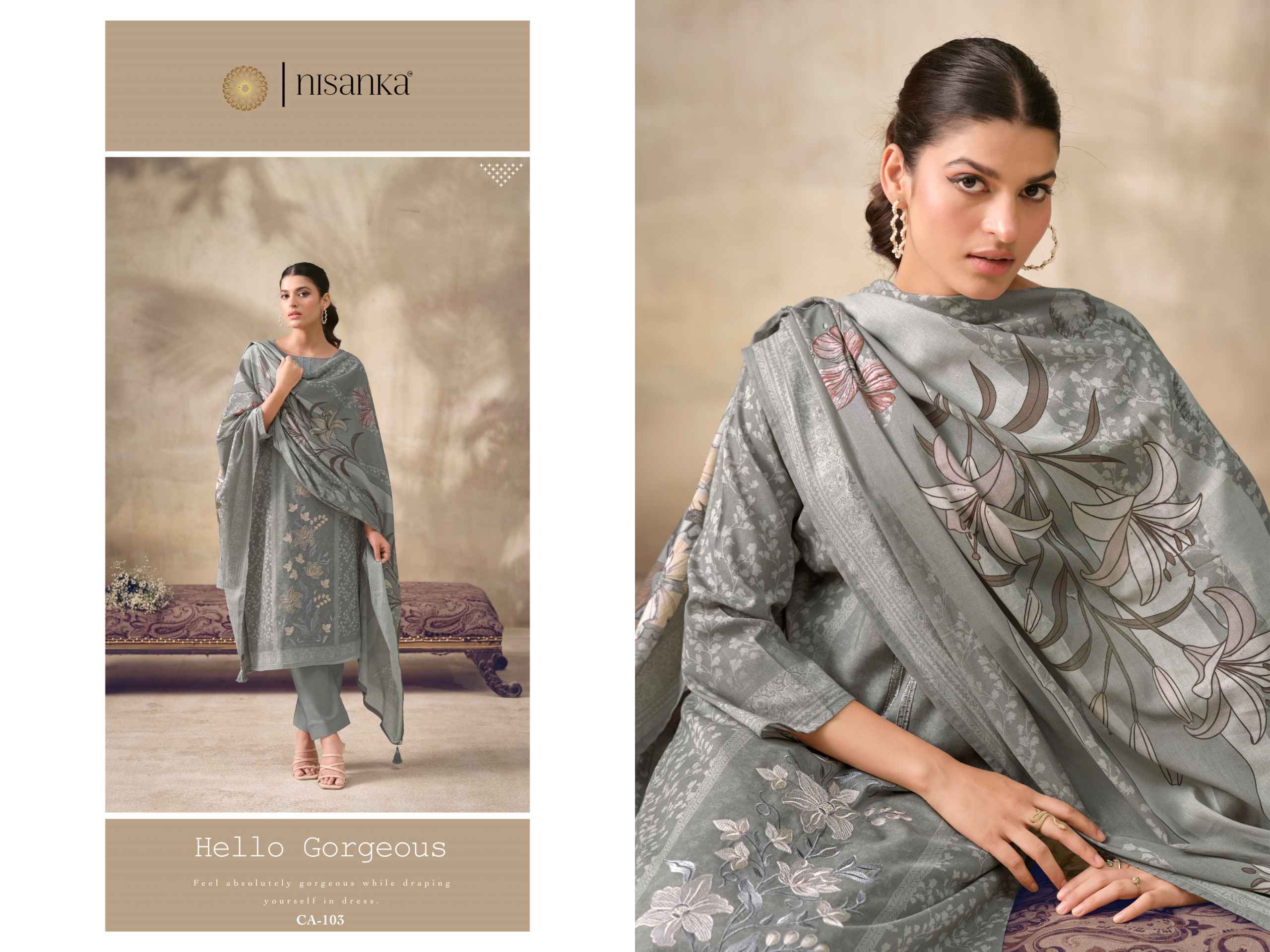 Nisanka Cashmere Vol 6 Viscose Lawn Dress Material 4 pcs Catalogue