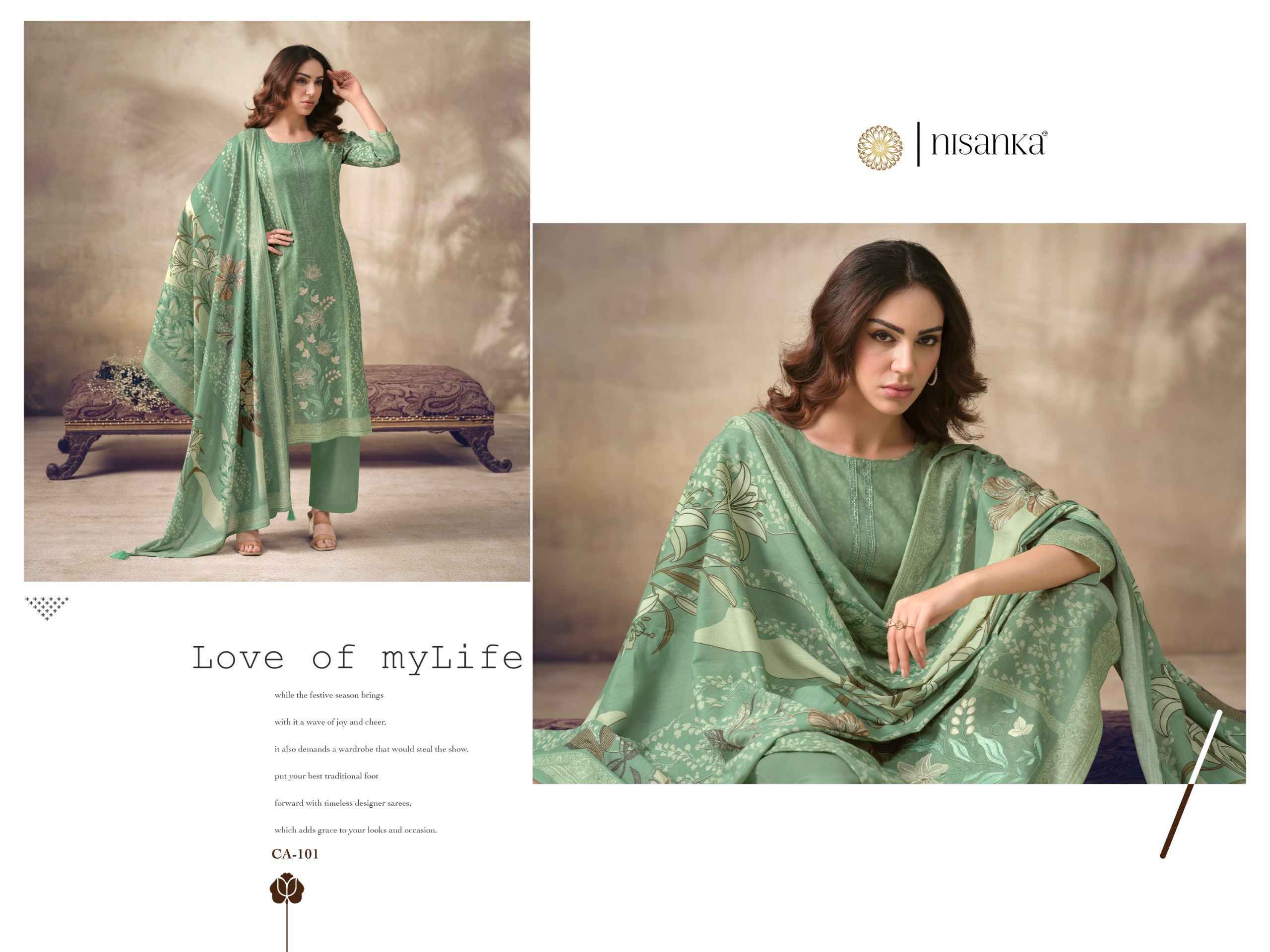 Nisanka Cashmere Vol 6 Viscose Lawn Dress Material 4 pcs Catalogue