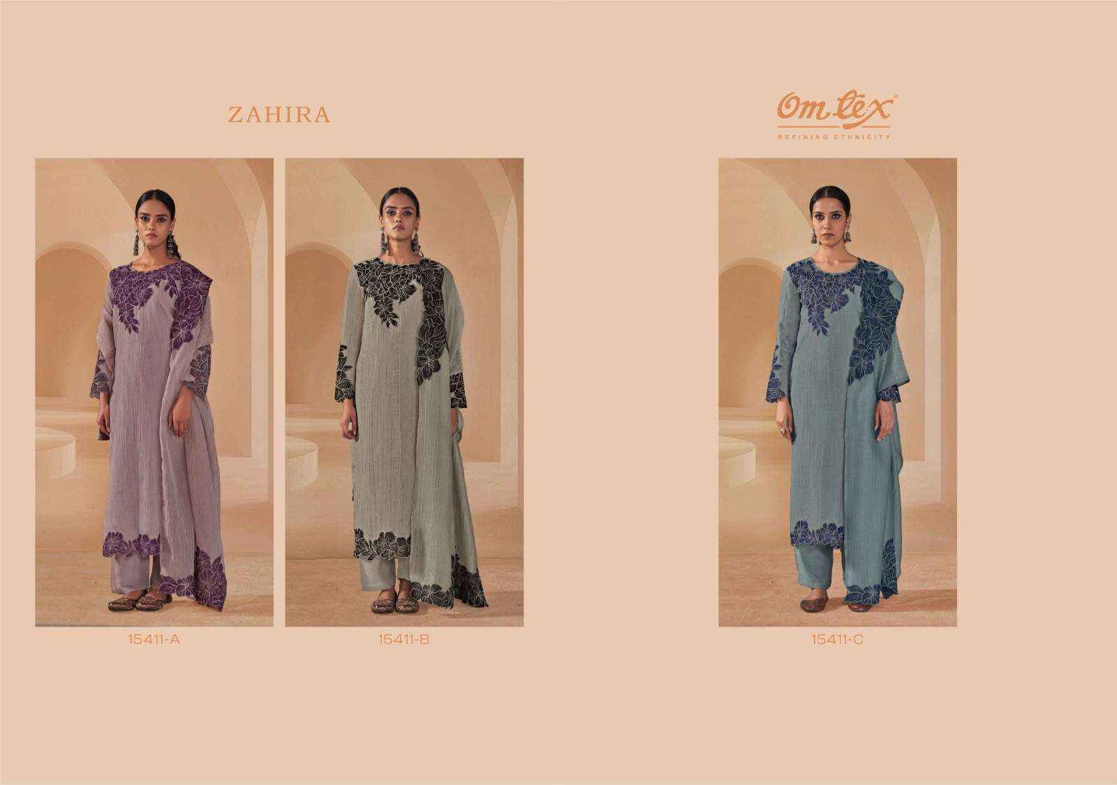 Omtex Zahira Mal Silk Dress Material 3 Pc Catalouge