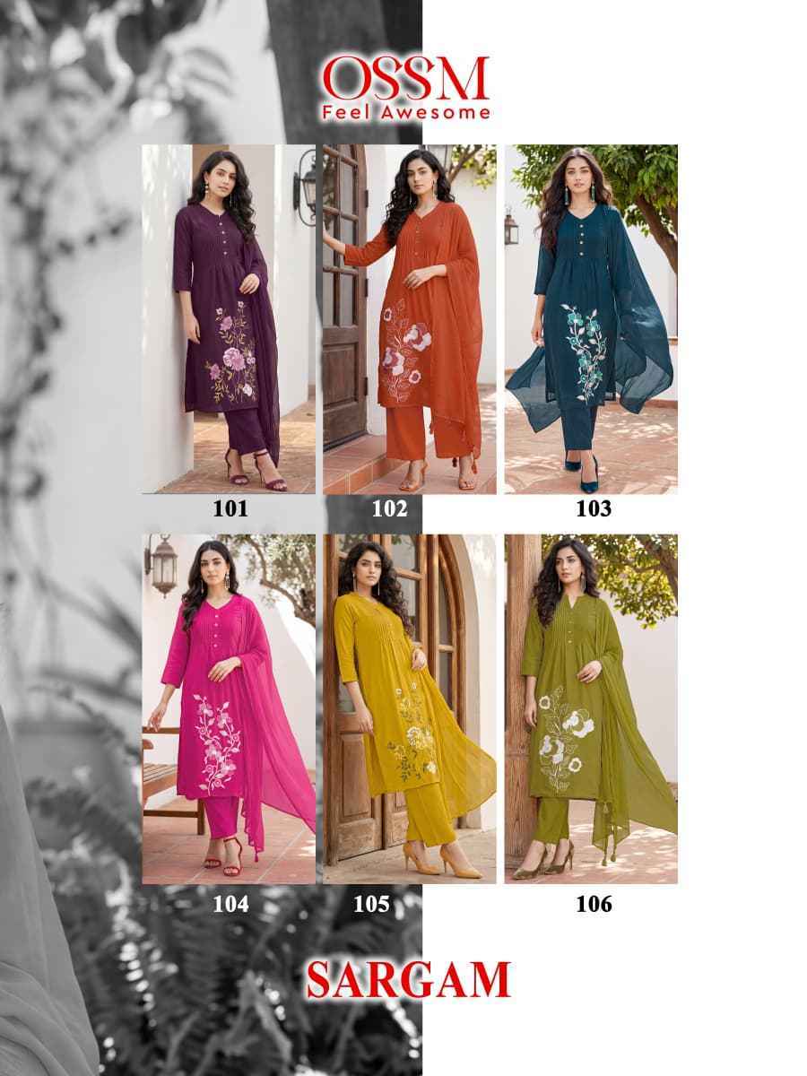 Ossm Sargam Mal Chanderi Readymade Suit (6 pcs Catalogue)