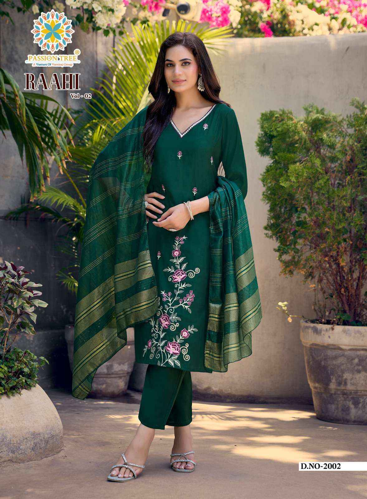 Passion Tree Raahi Vol-2 Roman Silk Readymade Suit (8 pcs Catalogue)
