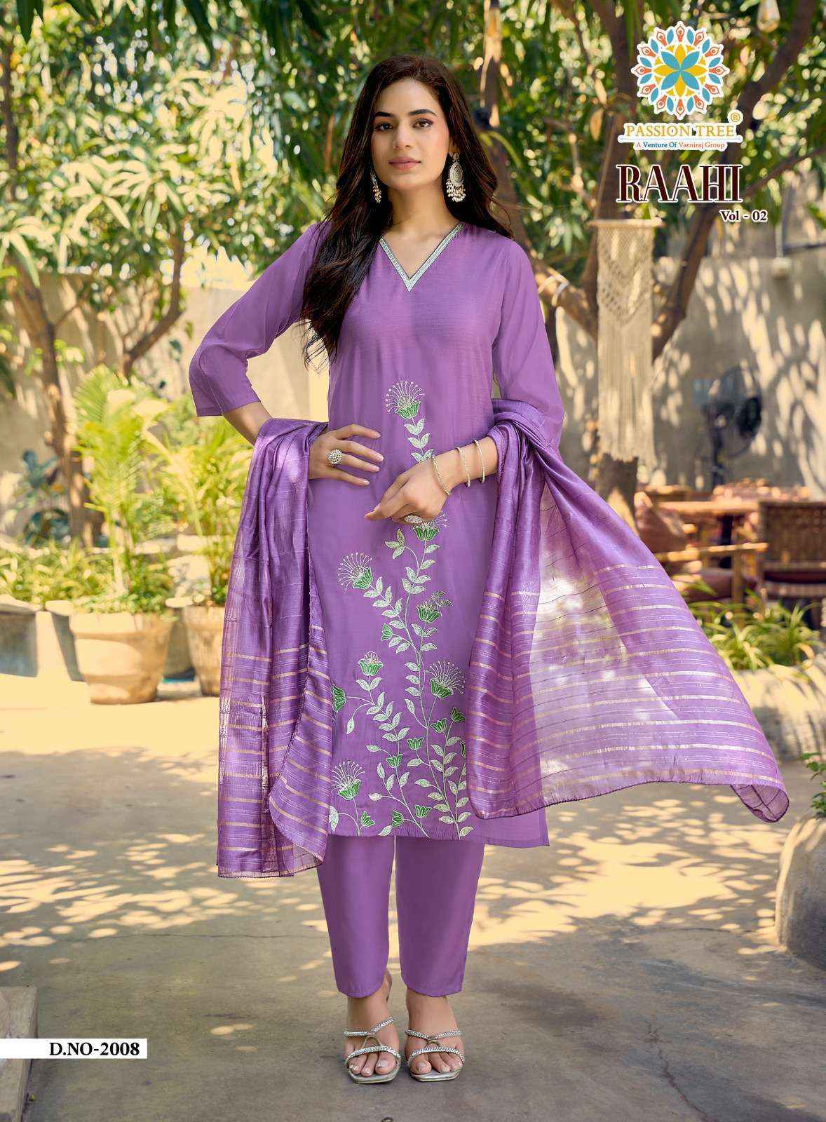 Passion Tree Raahi Vol-2 Roman Silk Readymade Suit (8 pcs Catalogue)