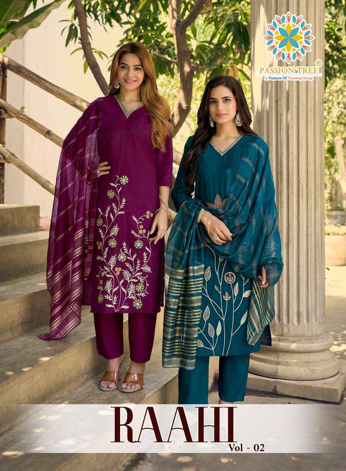 Passion Tree Raahi Vol-2 Roman Silk Readymade Suit (8 pcs Catalogue)