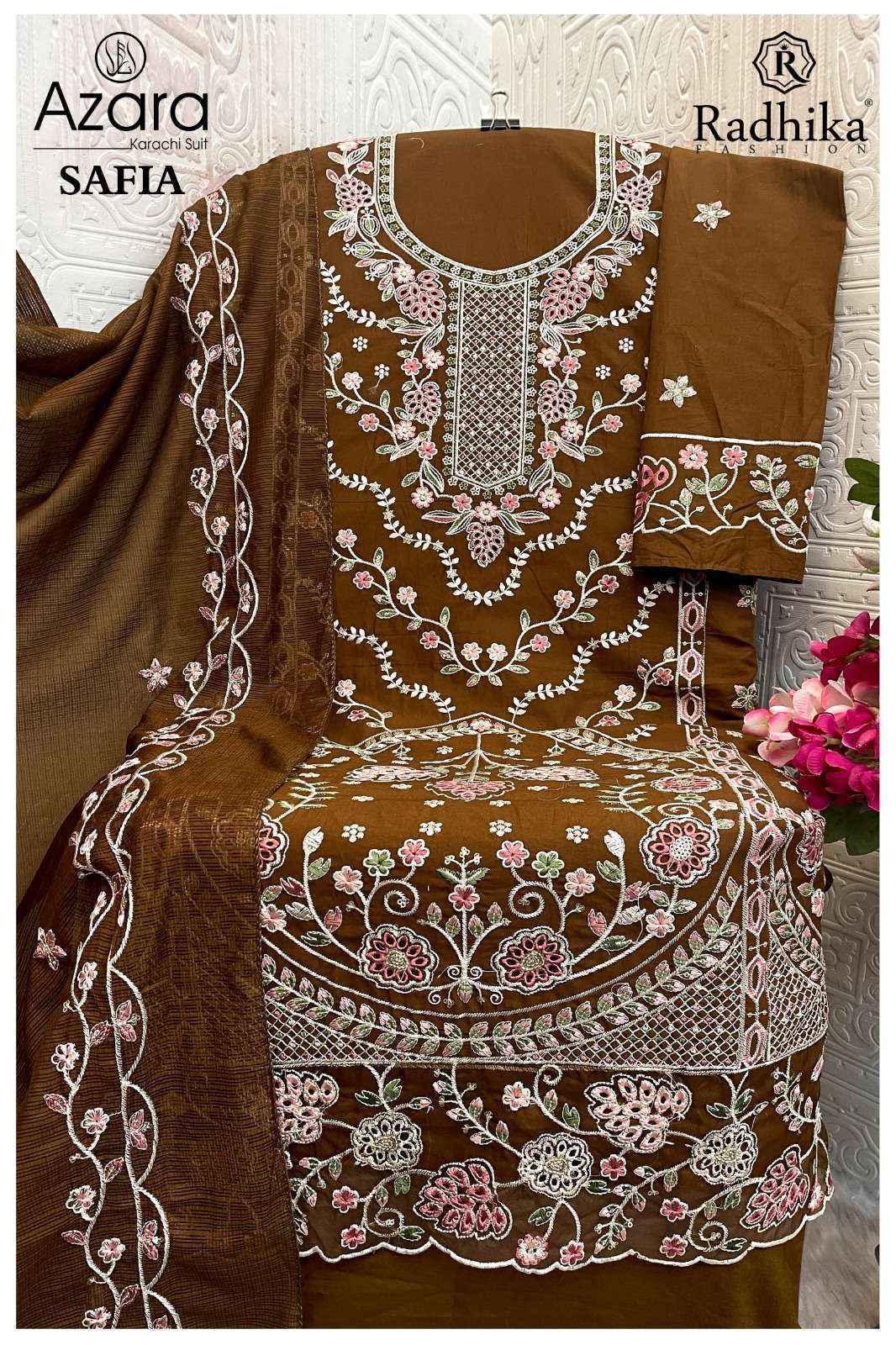 Radhika Fashion Azara Safia Lawn Cotton Dress Material 4 pcs Catalogue