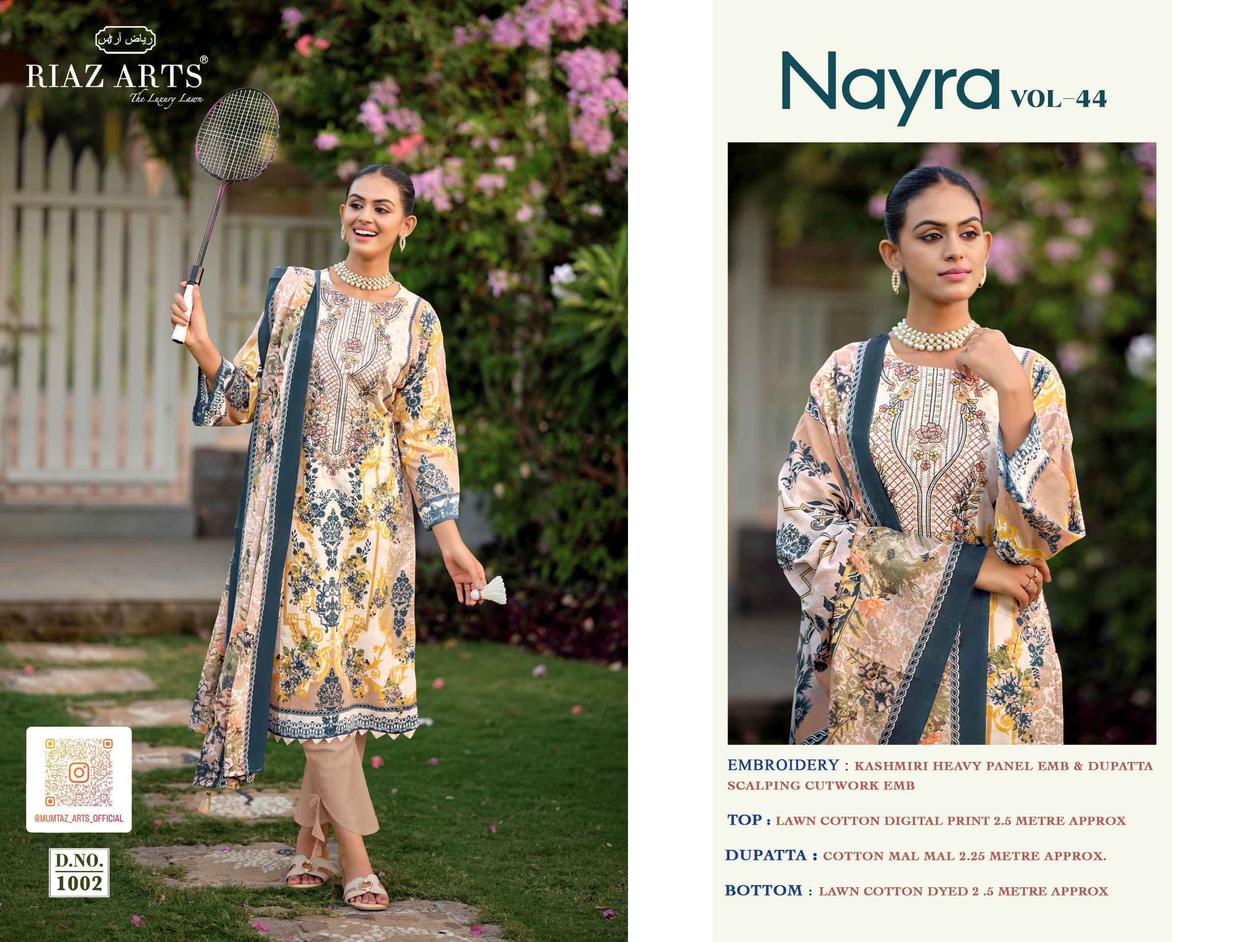 Riaz Arts Nayra Vol 44 Cotton Dress Material 8 pcs Catalogue