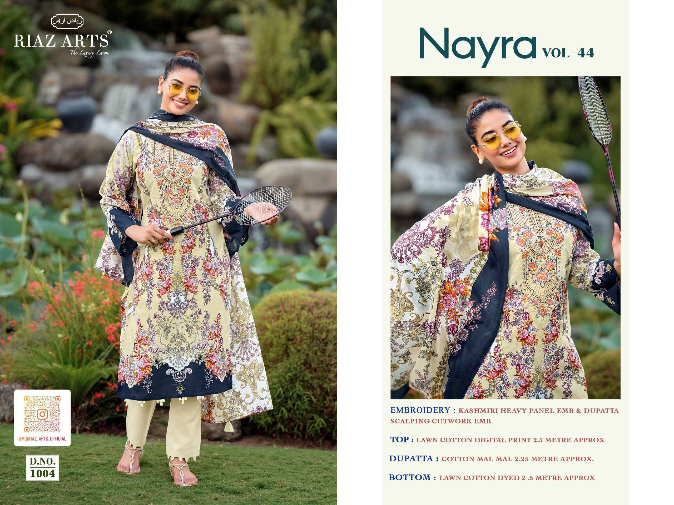 Riaz Arts Nayra Vol 44 Cotton Dress Material 8 pcs Catalogue