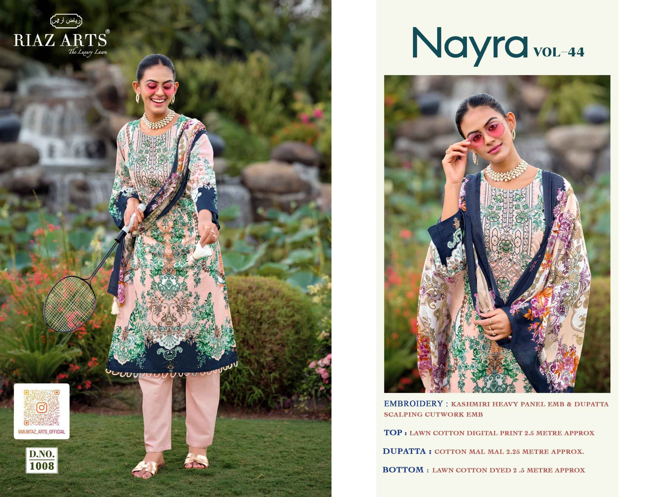 Riaz Arts Nayra Vol 44 Cotton Dress Material 8 pcs Catalogue