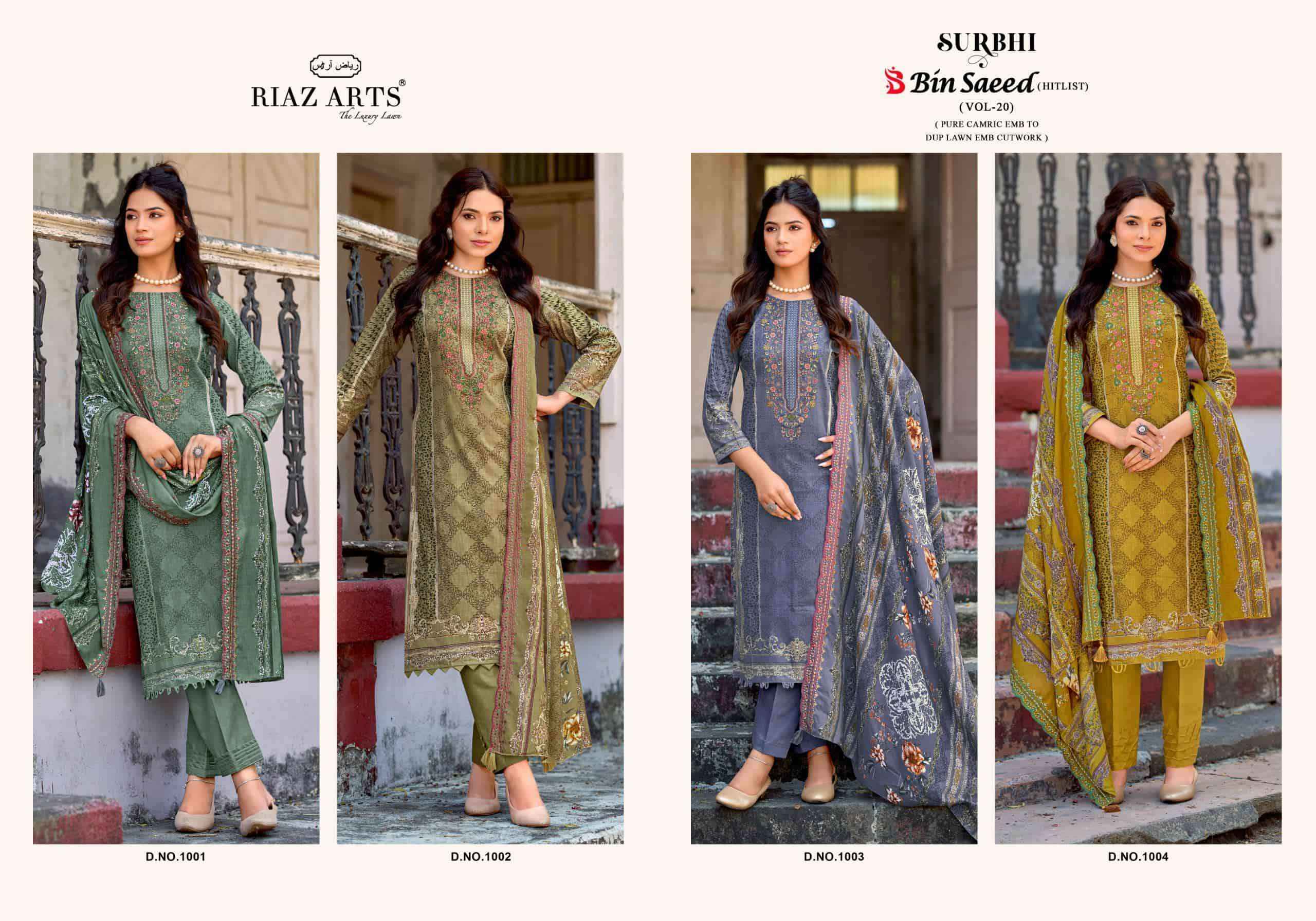 Riaz Arts Surbhi Bin Saeed Hit List Vol-20 Cotton Dress Material (4 pcs Catalogue)