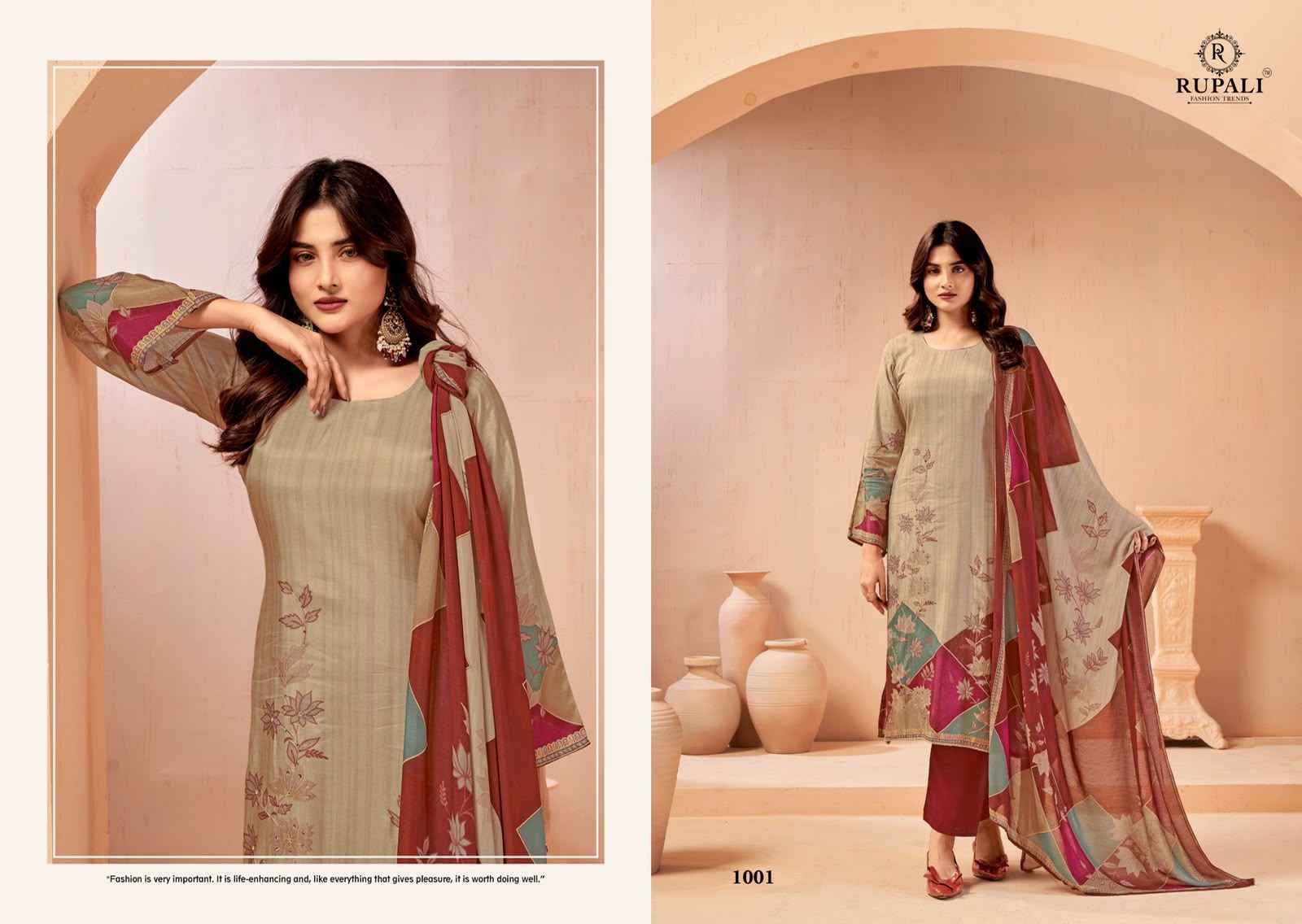 Rupali Fashion Aarzoo Viscose Muslin Dress Material 4 pcs Catalogue