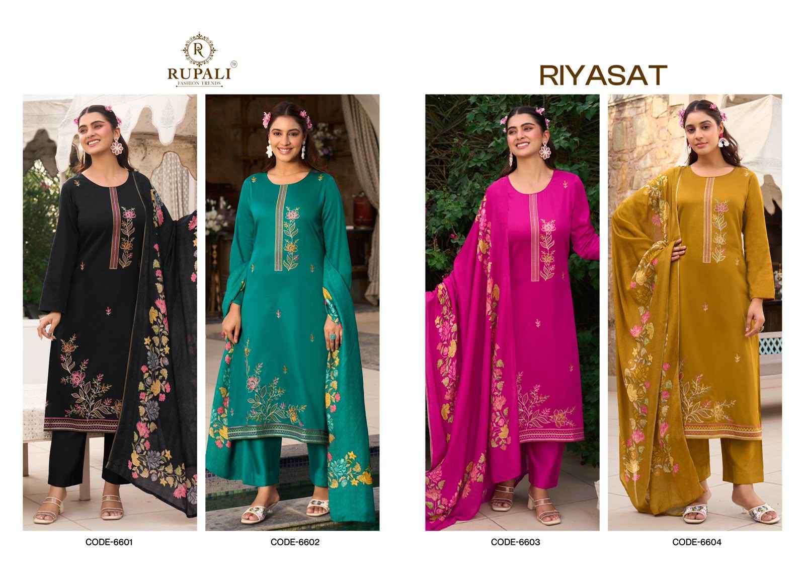Rupali Fashion Riyasat Jam Satin Dress Material (4 pcs Catalogue)