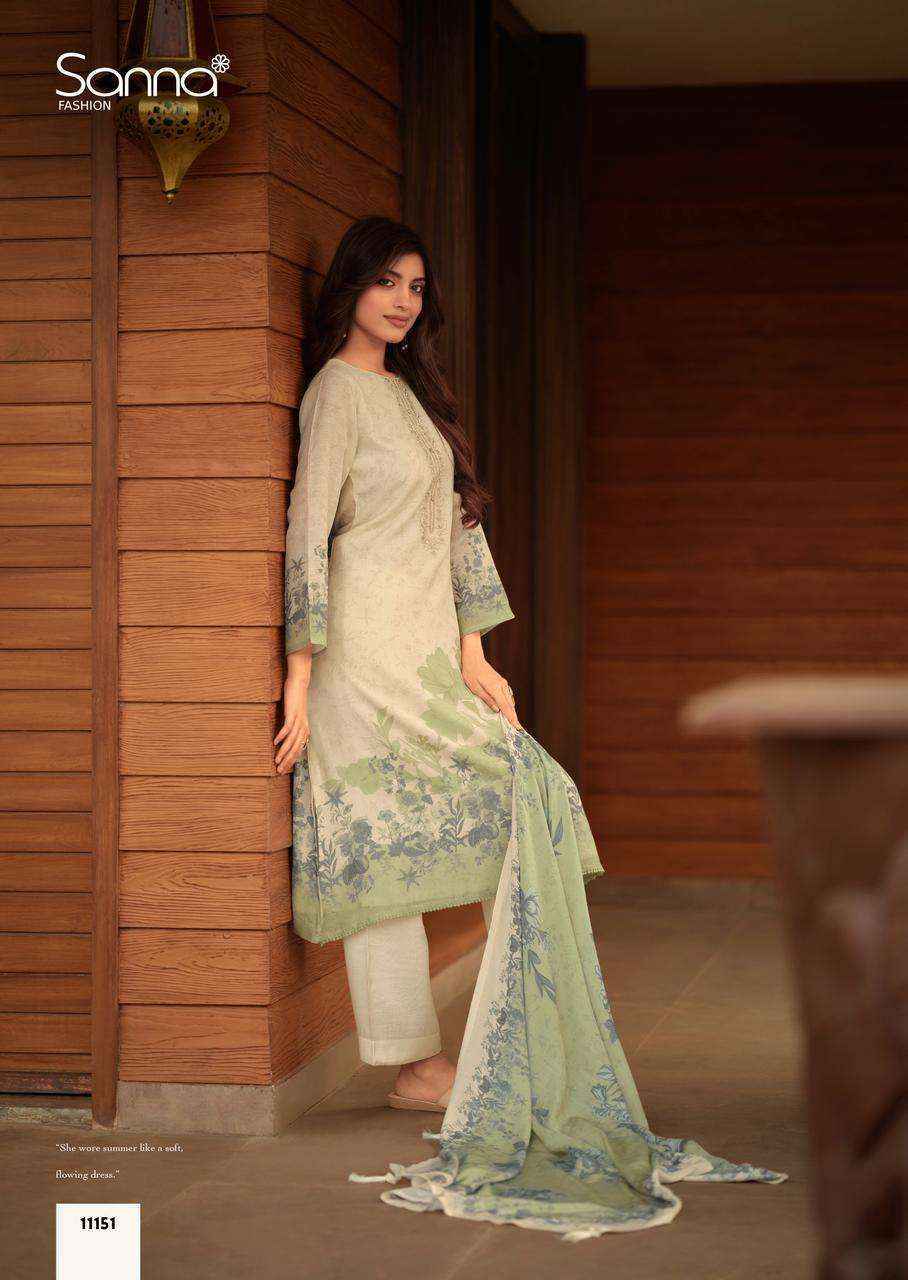 Sanna Fashion Safira Linen Cotton Dress Material 6 pcs Catalogue