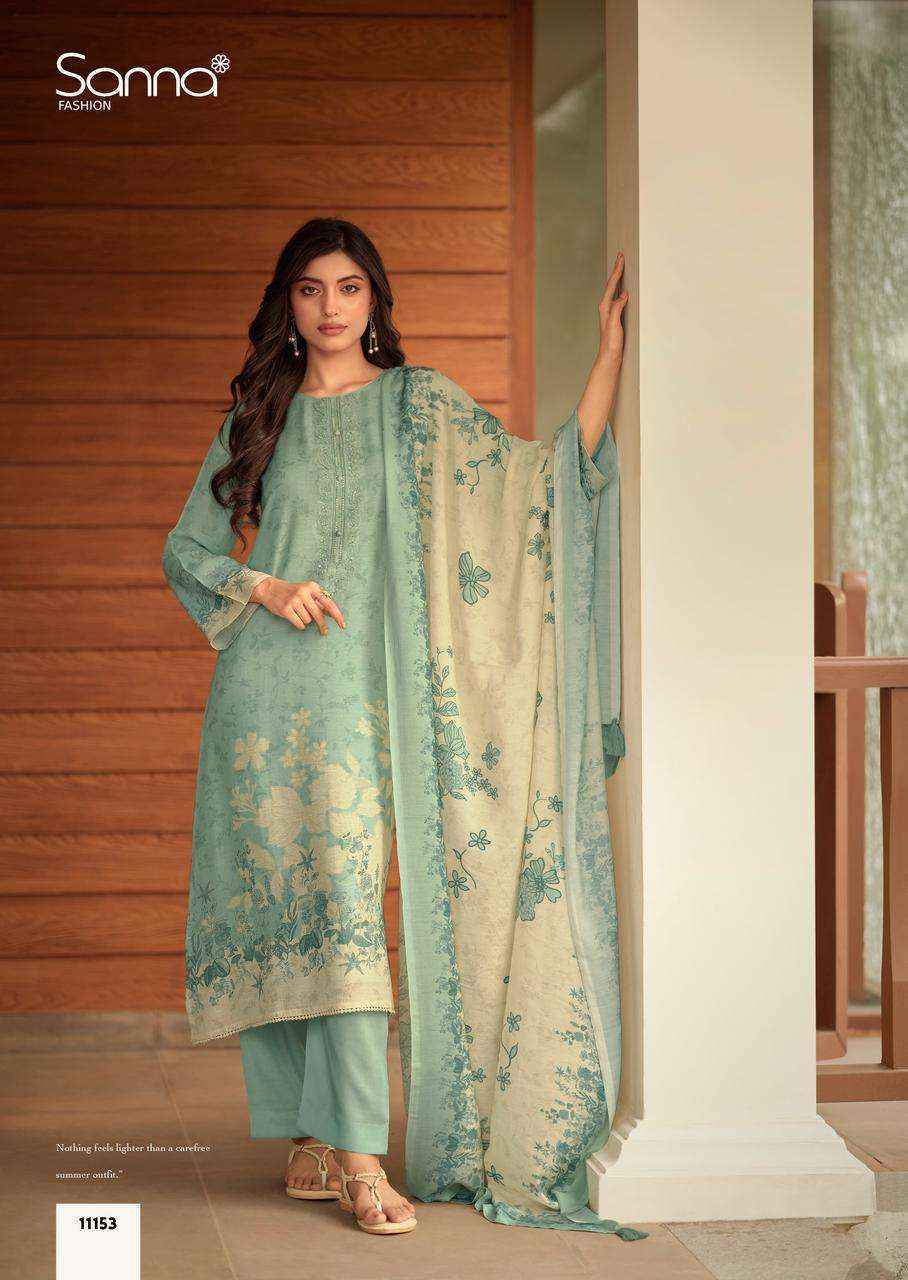 Sanna Fashion Safira Linen Cotton Dress Material 6 pcs Catalogue