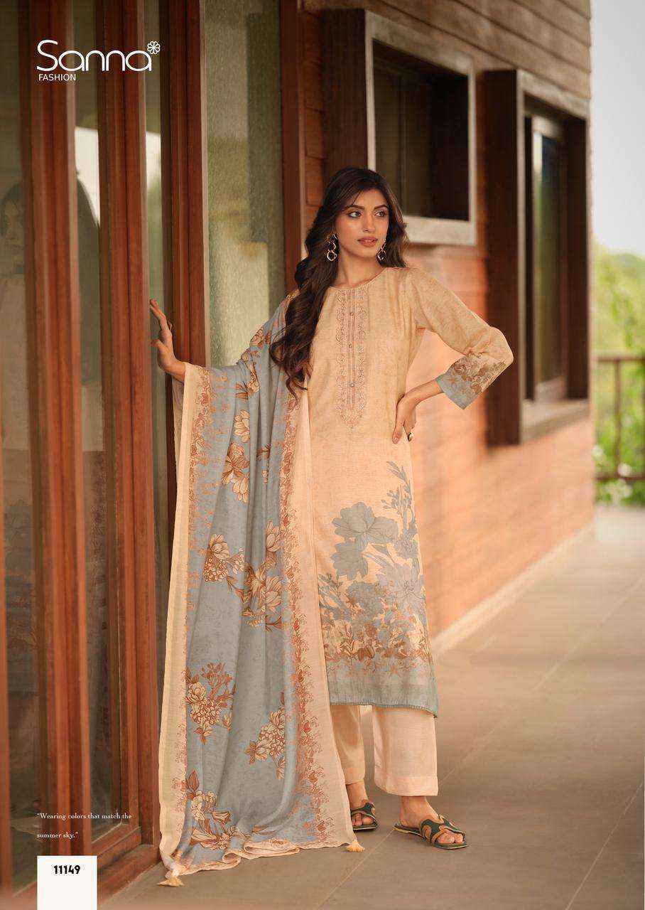 Sanna Fashion Safira Linen Cotton Dress Material 6 pcs Catalogue