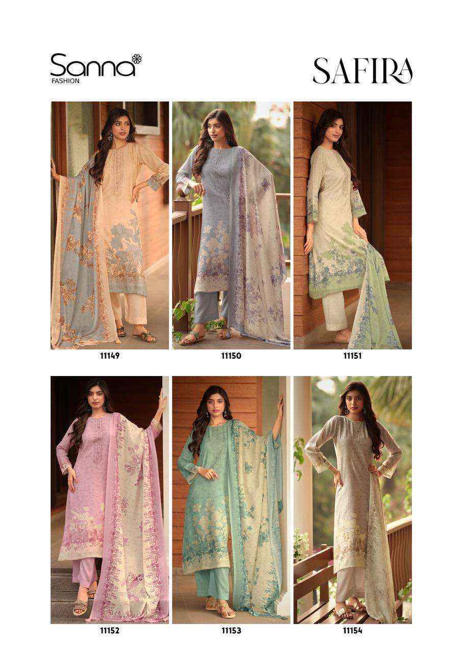 Sanna Fashion Safira Linen Cotton Dress Material 6 pcs Catalogue