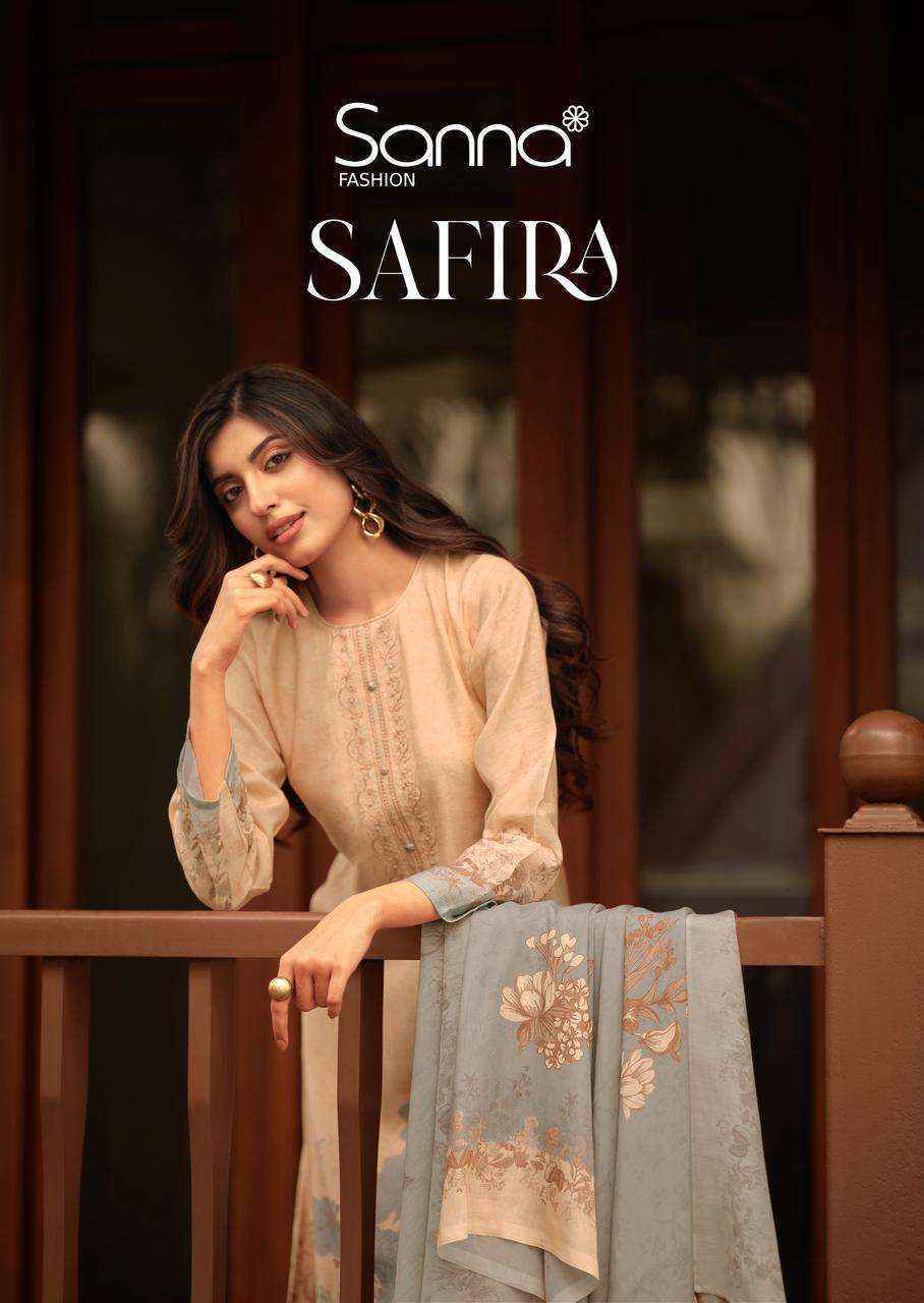 Sanna Fashion Safira Linen Cotton Dress Material 6 pcs Catalogue