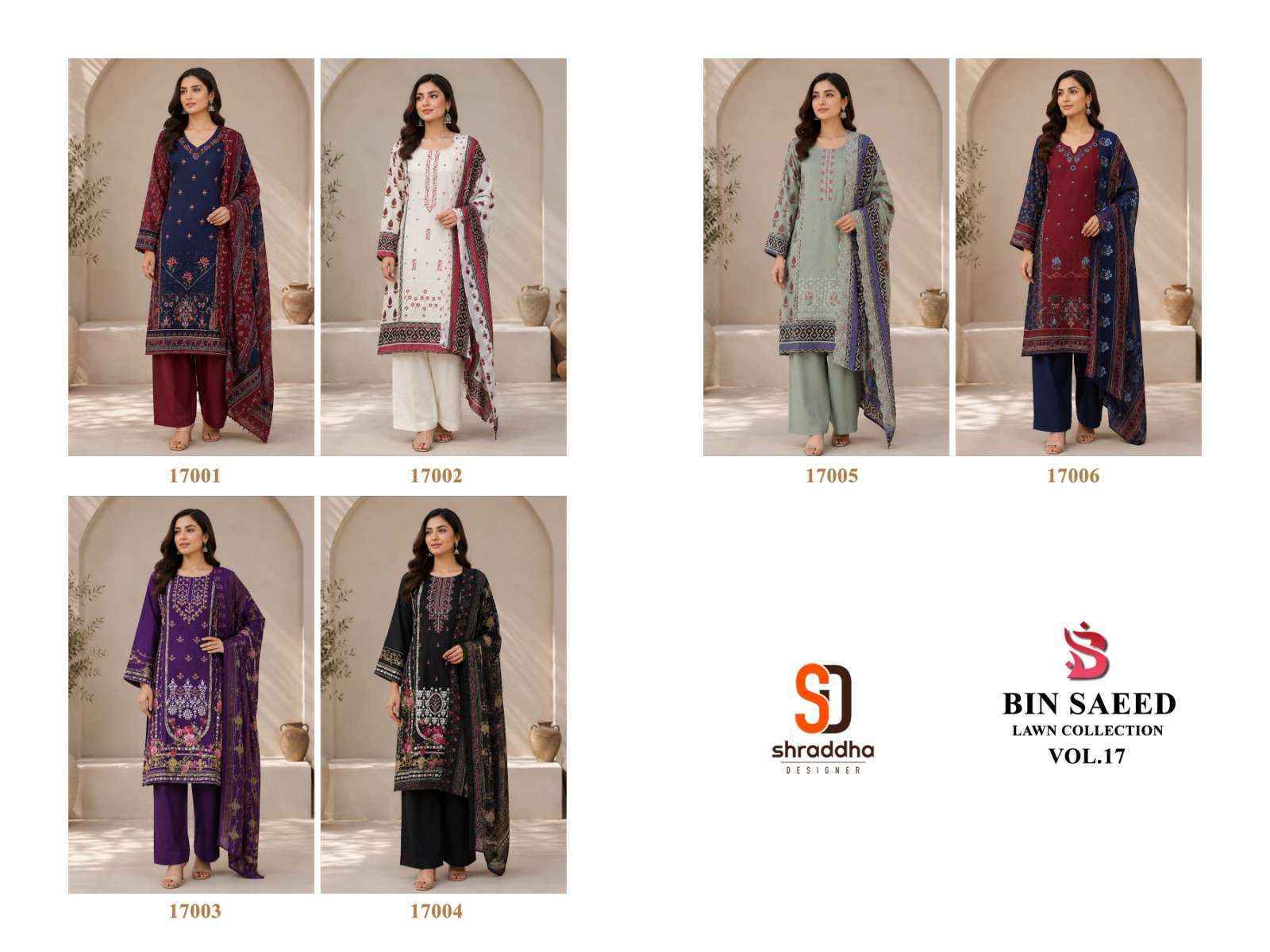 Shraddha Designer Bin Saeed Vol-17 Cotton Dress Material (6 pcs Cataloge)