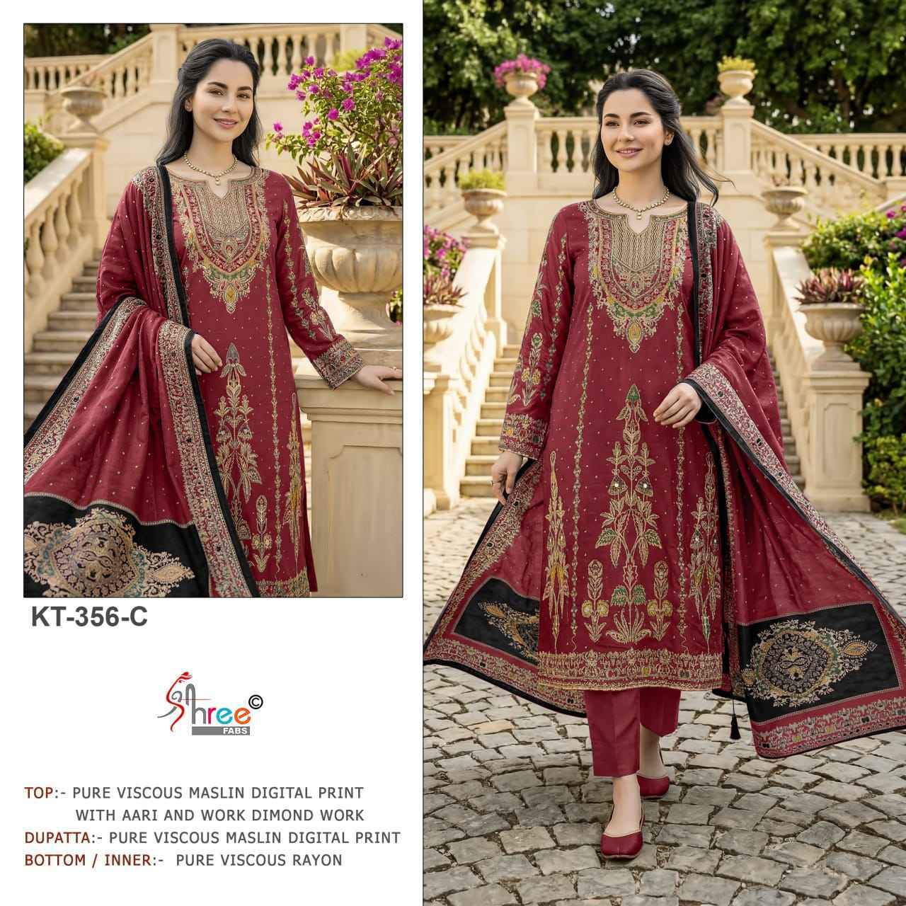 Shree Fabs KT-356 Viscous Maslin Dress Material (3 pcs Catalogue)
