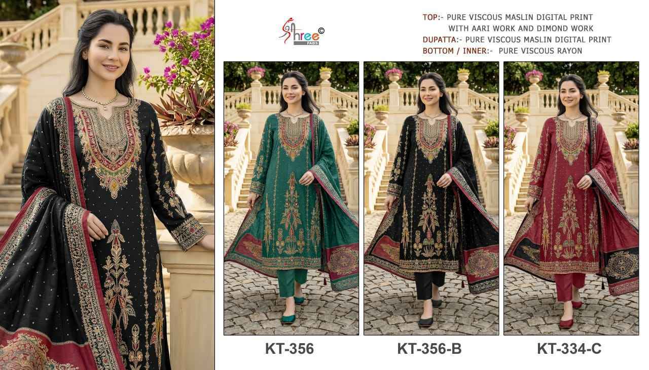 Shree Fabs KT-356 Viscous Maslin Dress Material (3 pcs Catalogue)