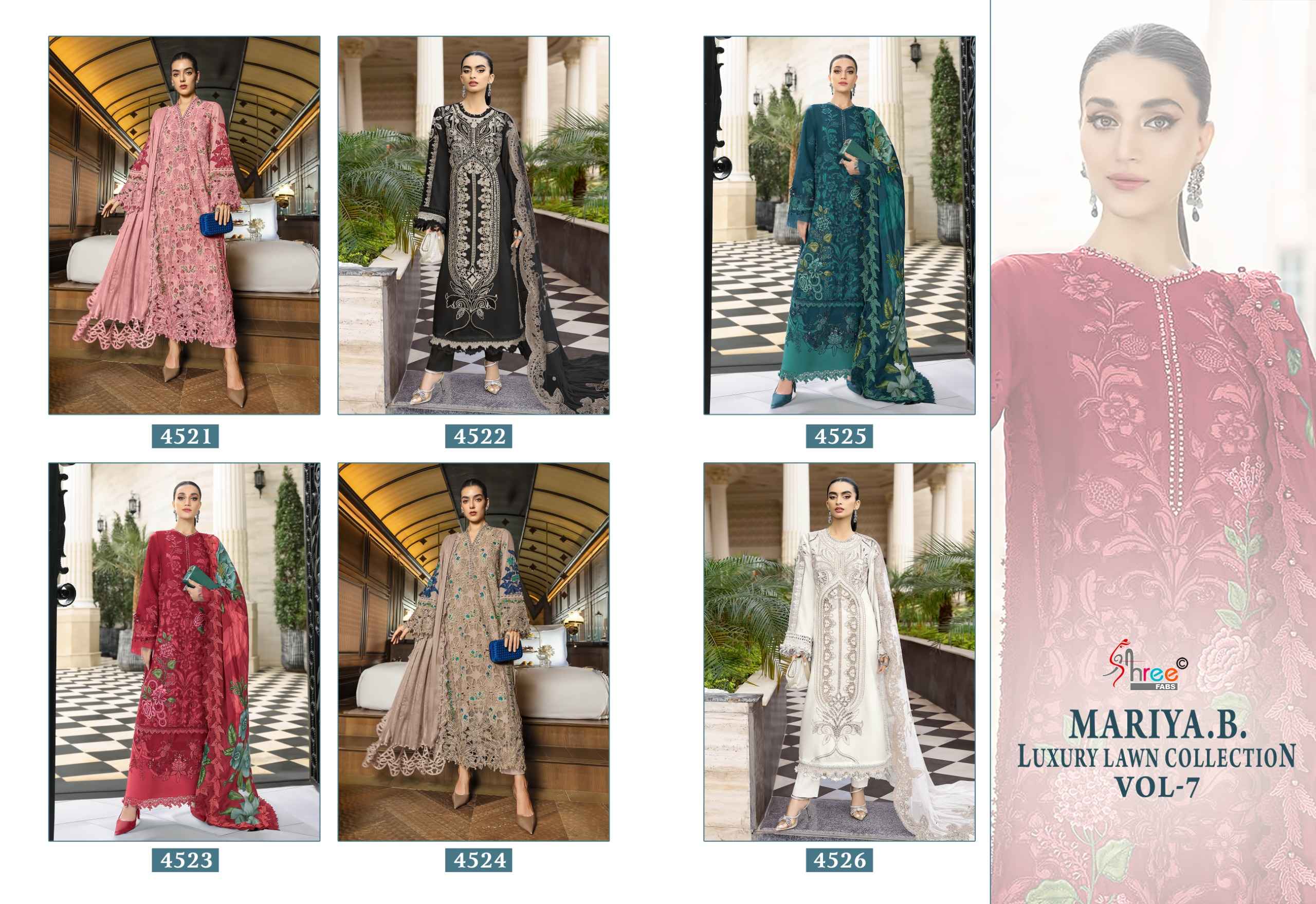 Shree Fabs Mariya B Luxury Lawn Collection Vol 7 Cotton Dress Material 6 pcs Catalogue