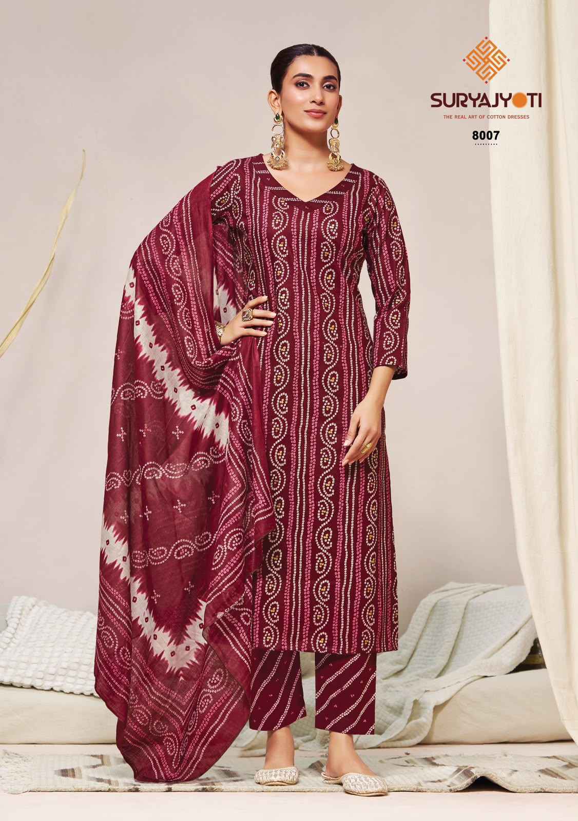 Suryajyoti Bandhani Lehariya Special Vol 8 Cotton Dress Material 8 pcs Catalogue