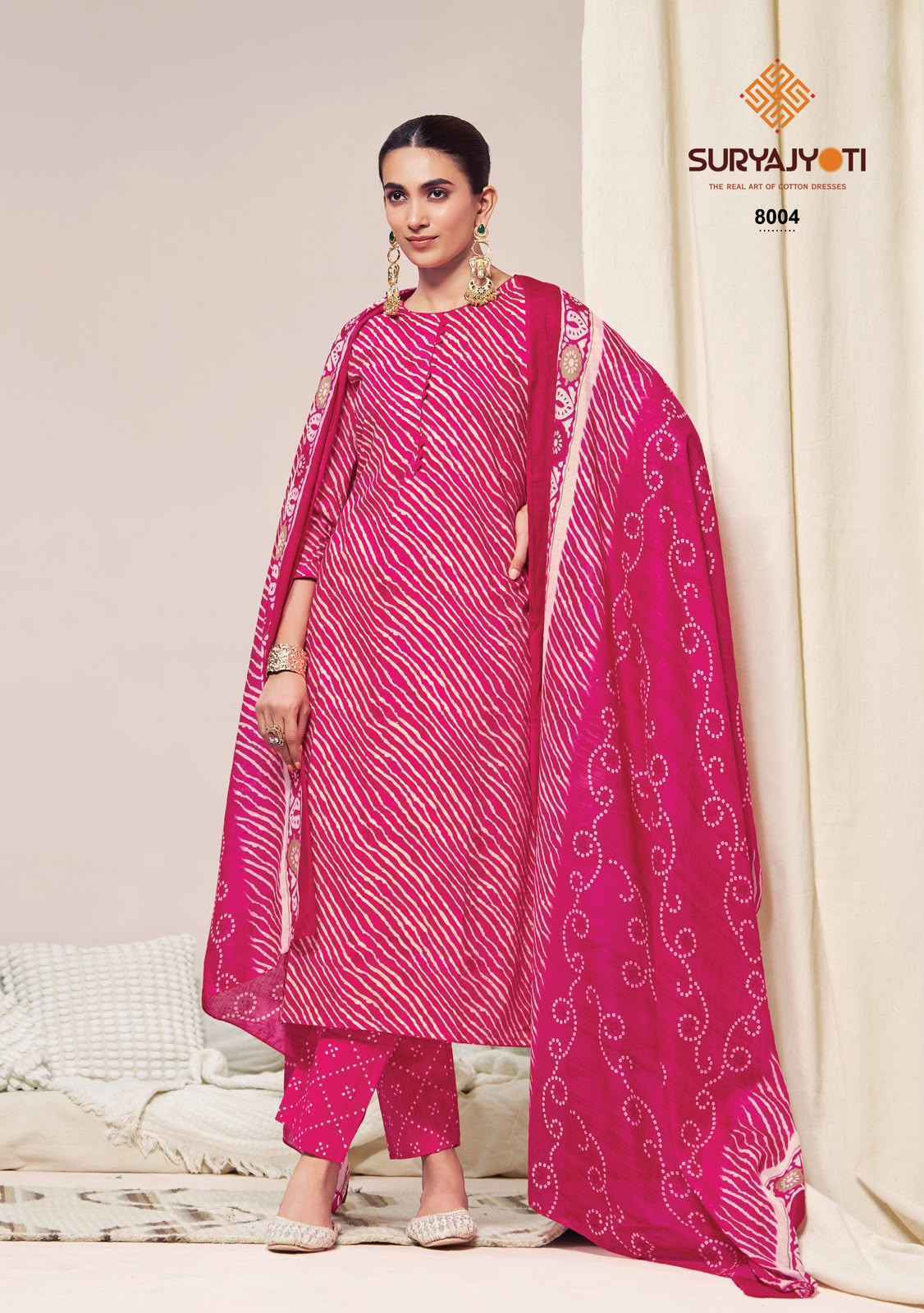 Suryajyoti Bandhani Lehariya Special Vol 8 Cotton Dress Material 8 pcs Catalogue