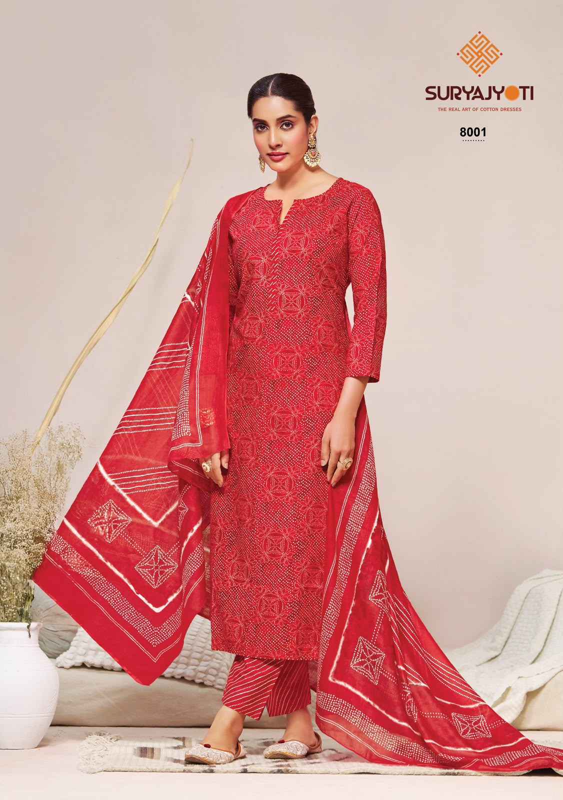 Suryajyoti Bandhani Lehariya Special Vol 8 Readymade Cotton Dress 8 pcs Catalogue