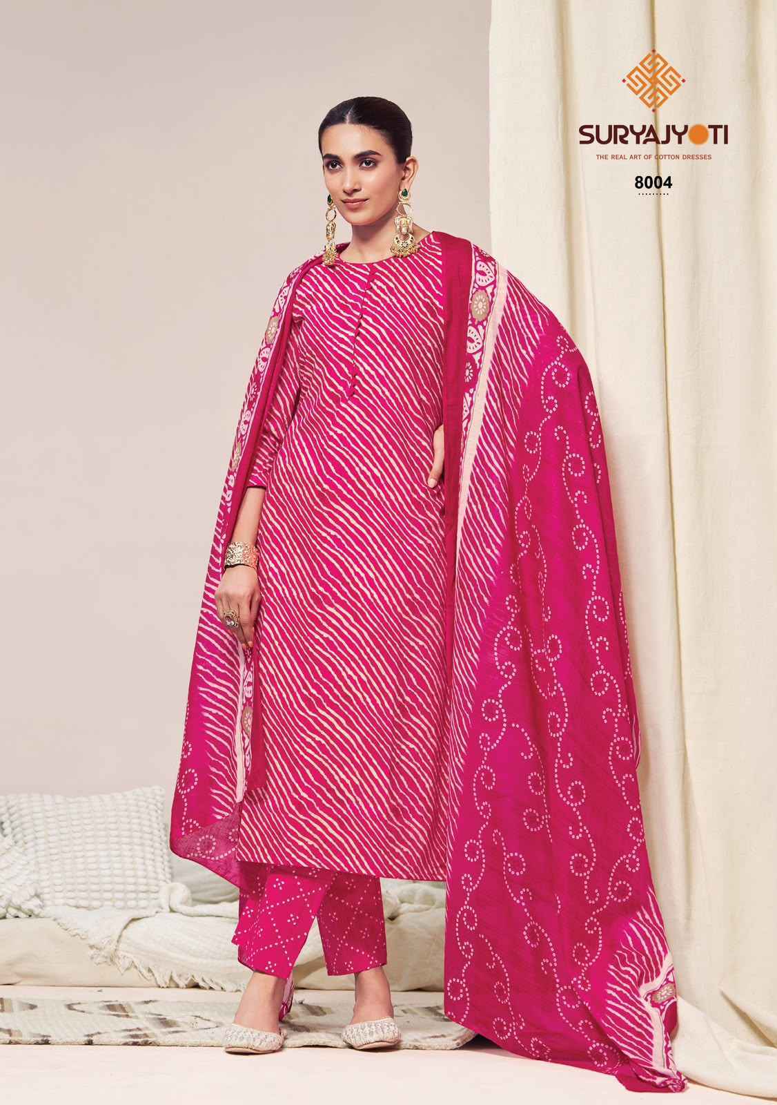 Suryajyoti Bandhani Lehariya Special Vol 8 Readymade Cotton Dress 8 pcs Catalogue